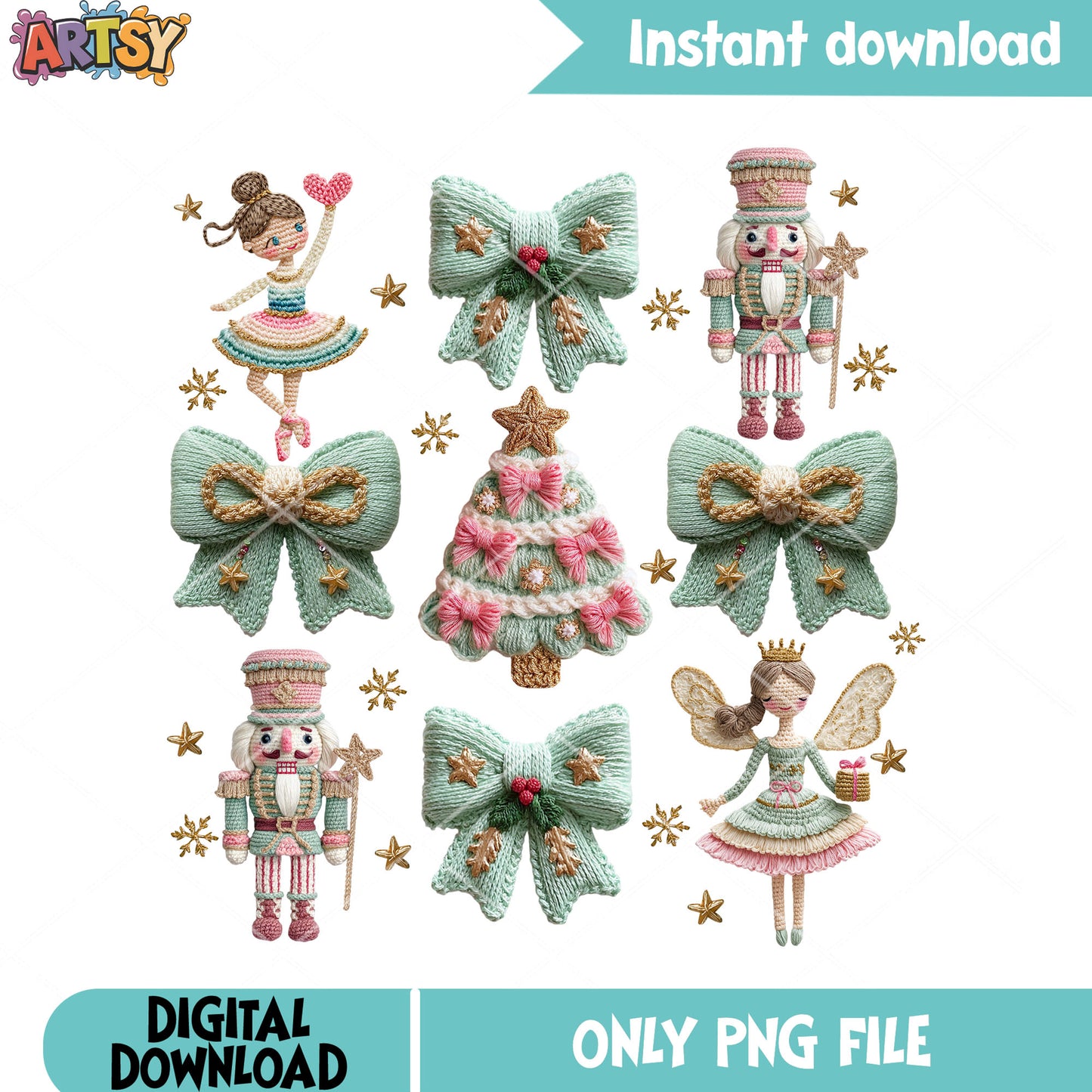 Pinky fairy tail png, nut cracker png, christmas tree png