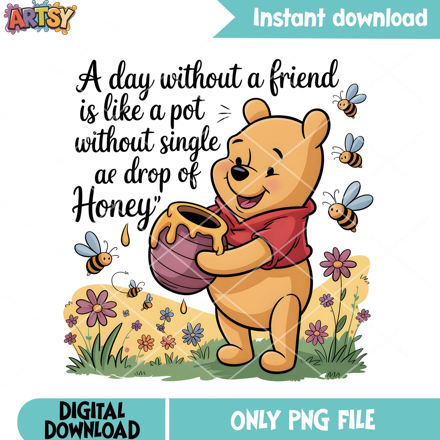 Pooh bear love his friends png, pooh bear png, disney character png