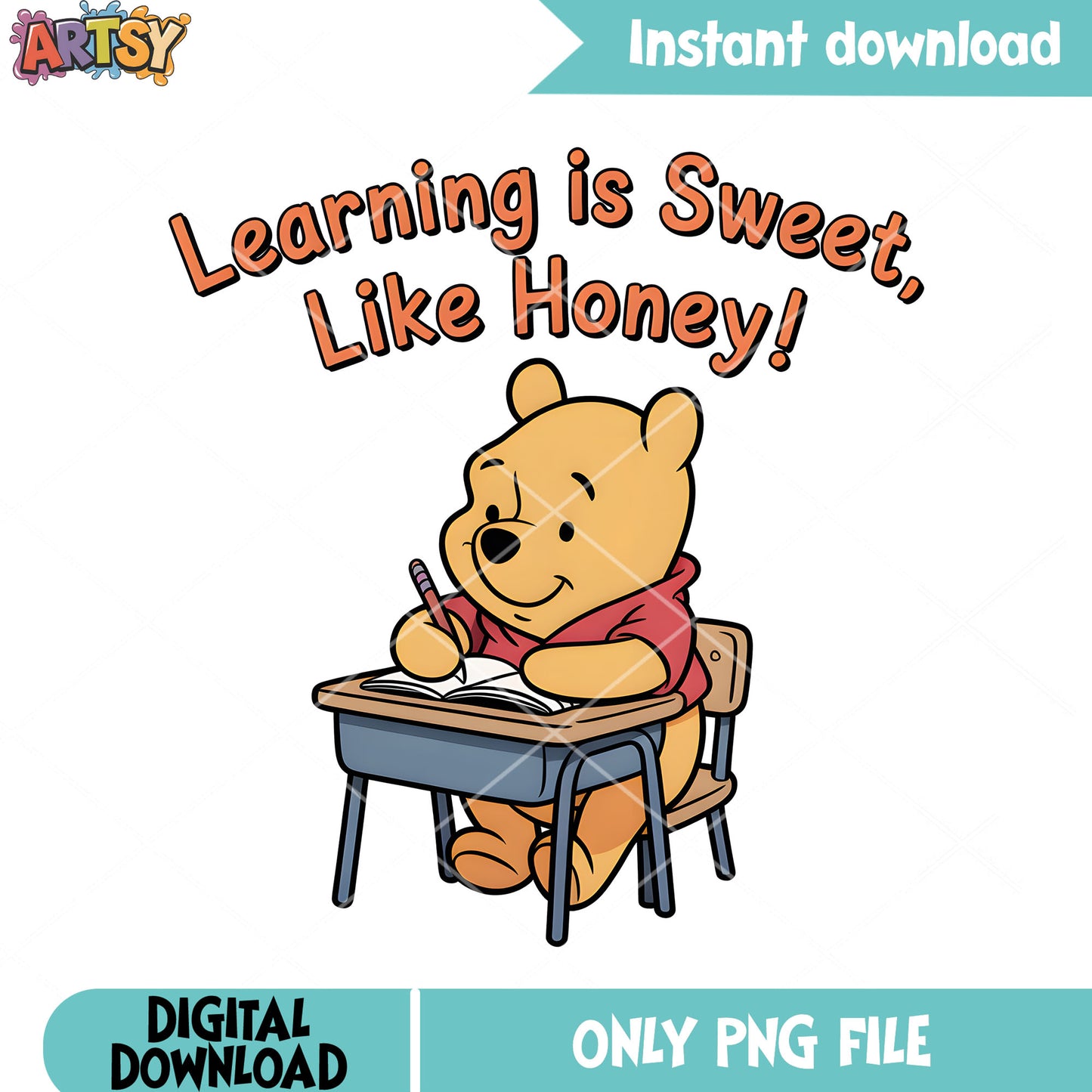 Pooh love learning png, disney poster png, disney pooh png
