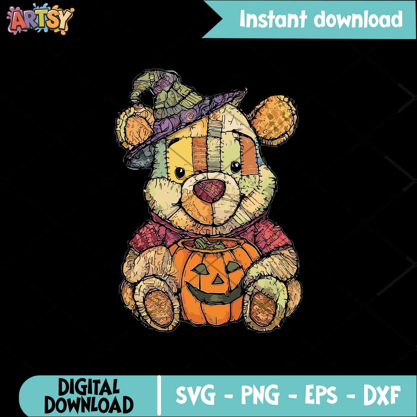 Pooh pumpkin spooky svg, pumpkin pooh svg, winnie the pooh svg