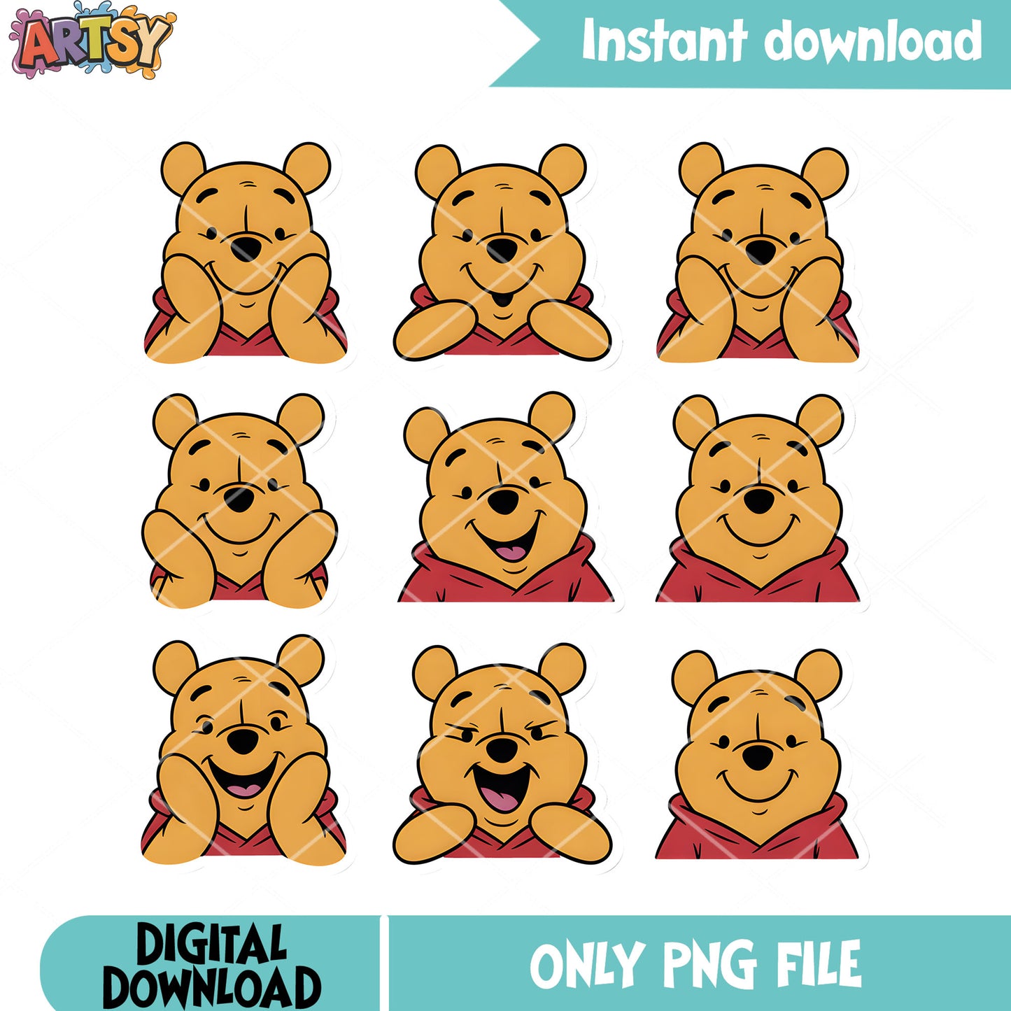 Pooh vibes emote poster png, disney movie png, pooh poster png