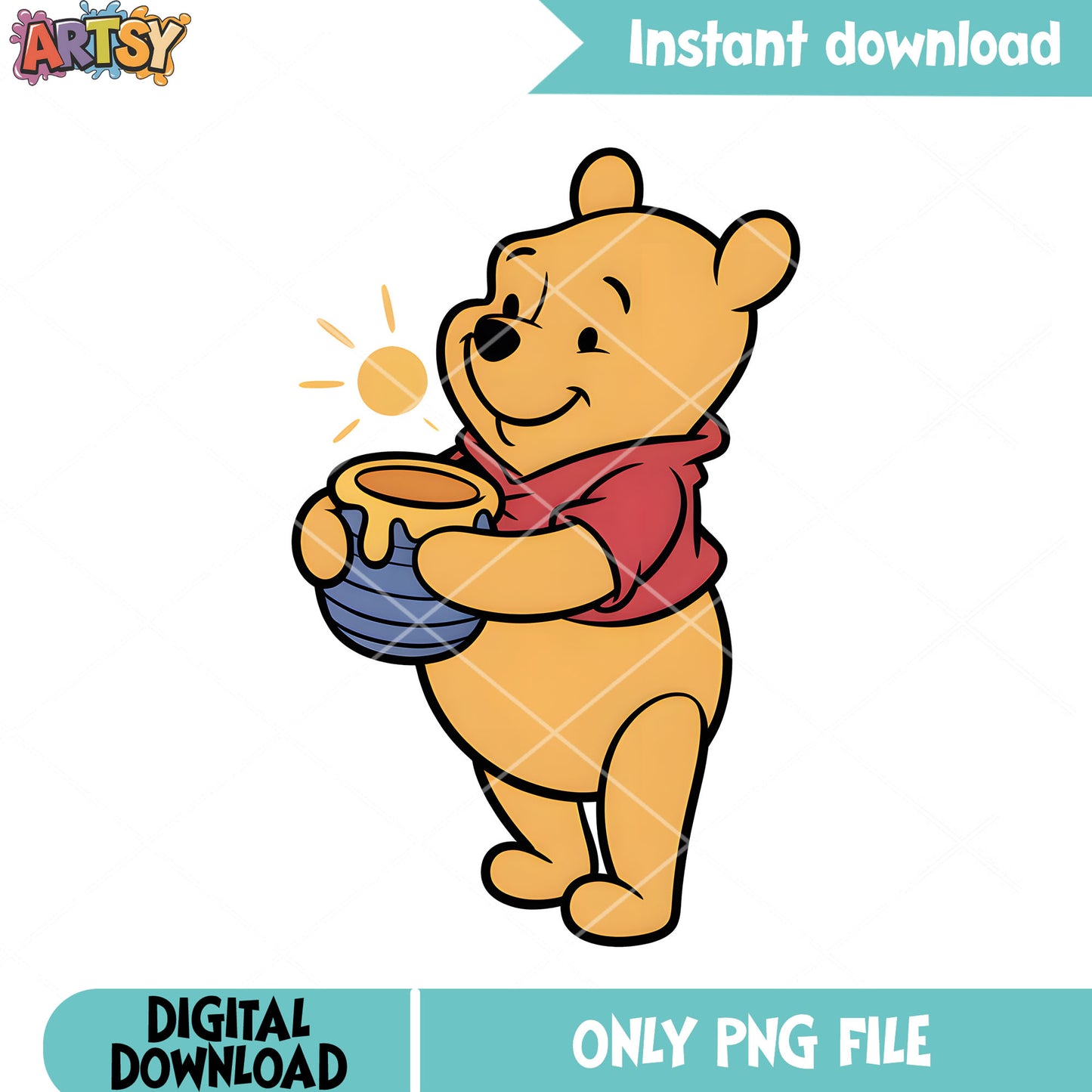 Pooh vibes love honey png, disney pooh bear png, pooh poster png