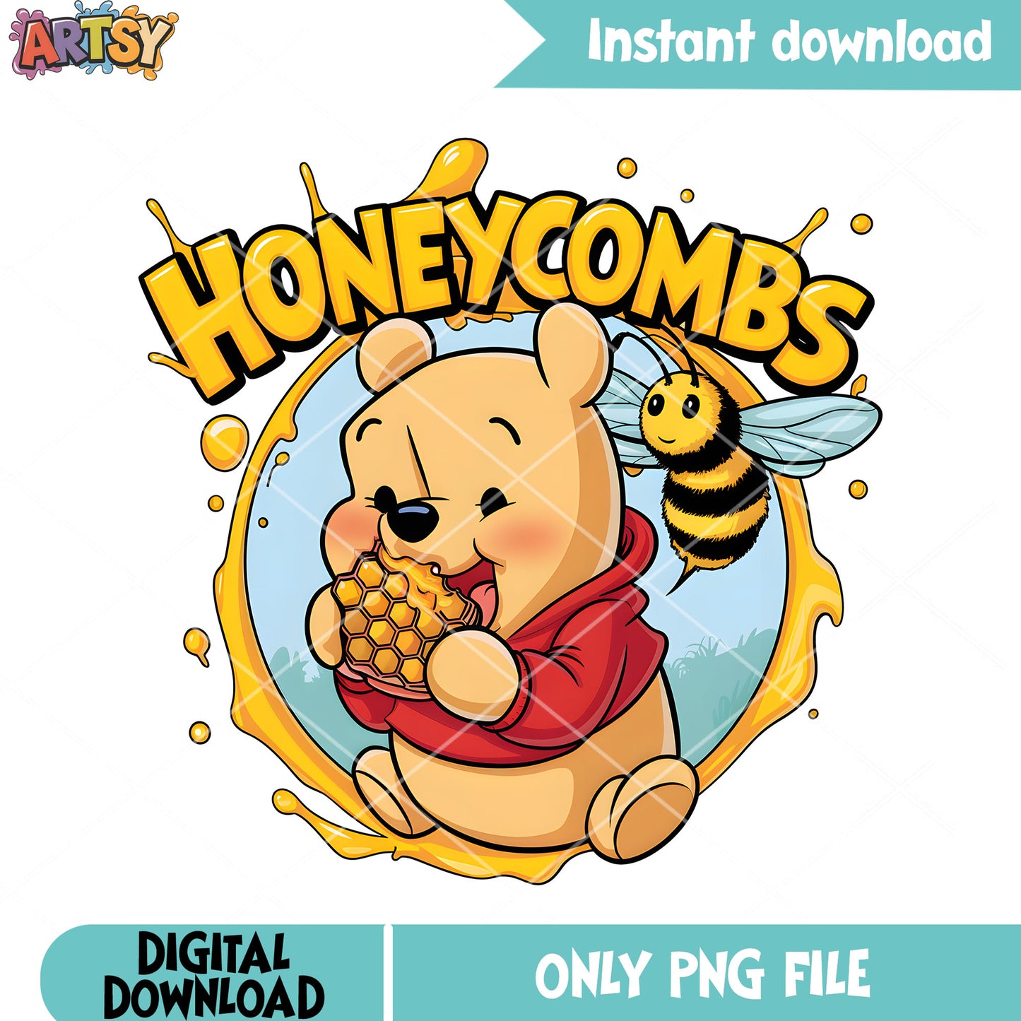 Pooh with honey poster png, winnie the pooh png, pooh bear png