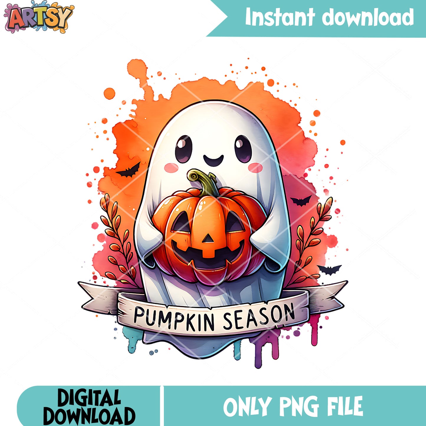 Pop art baby ghost png, jack o lantern png, halloween scary png
