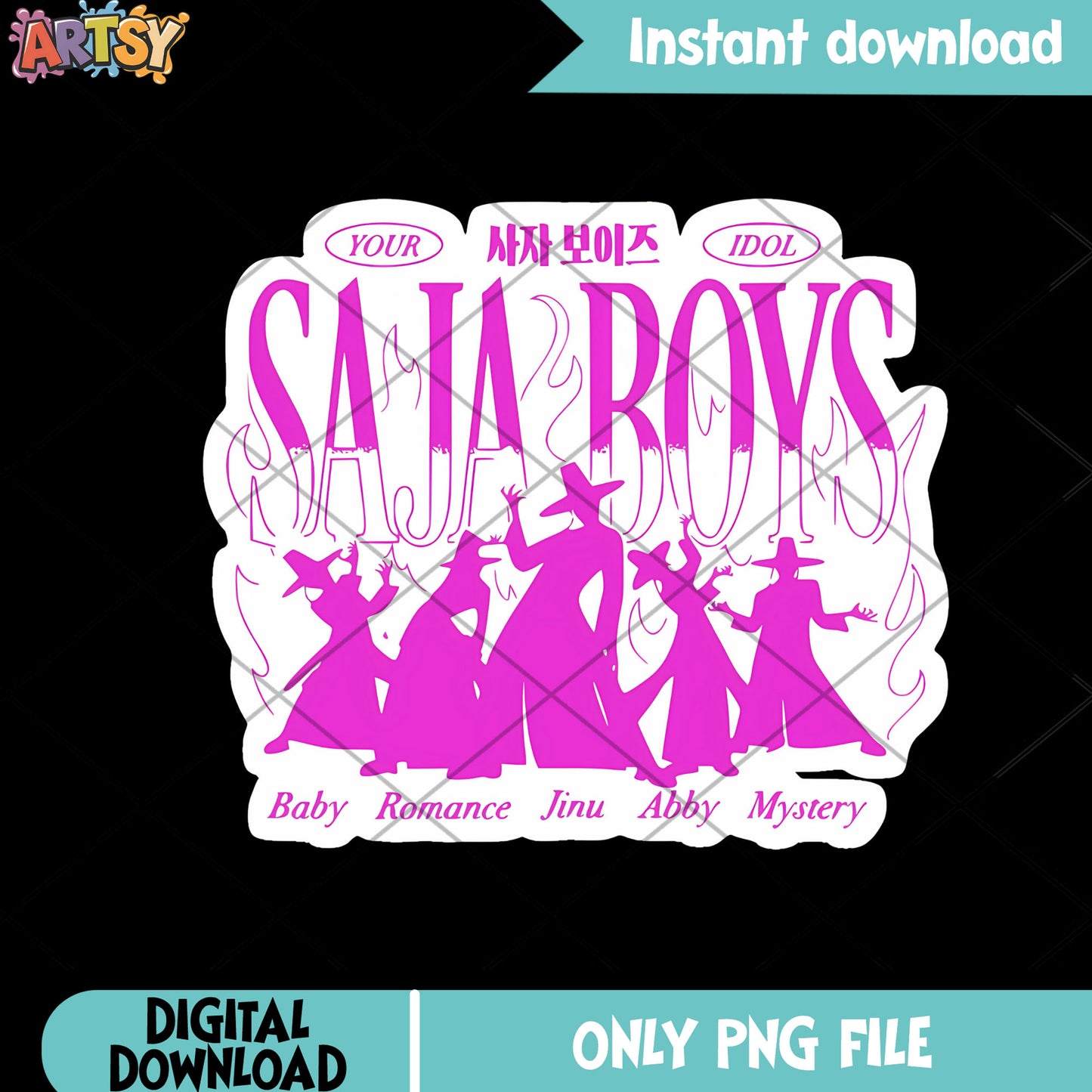 Poster saja boys logo png, kpop demon hunters png, kpop movie png
