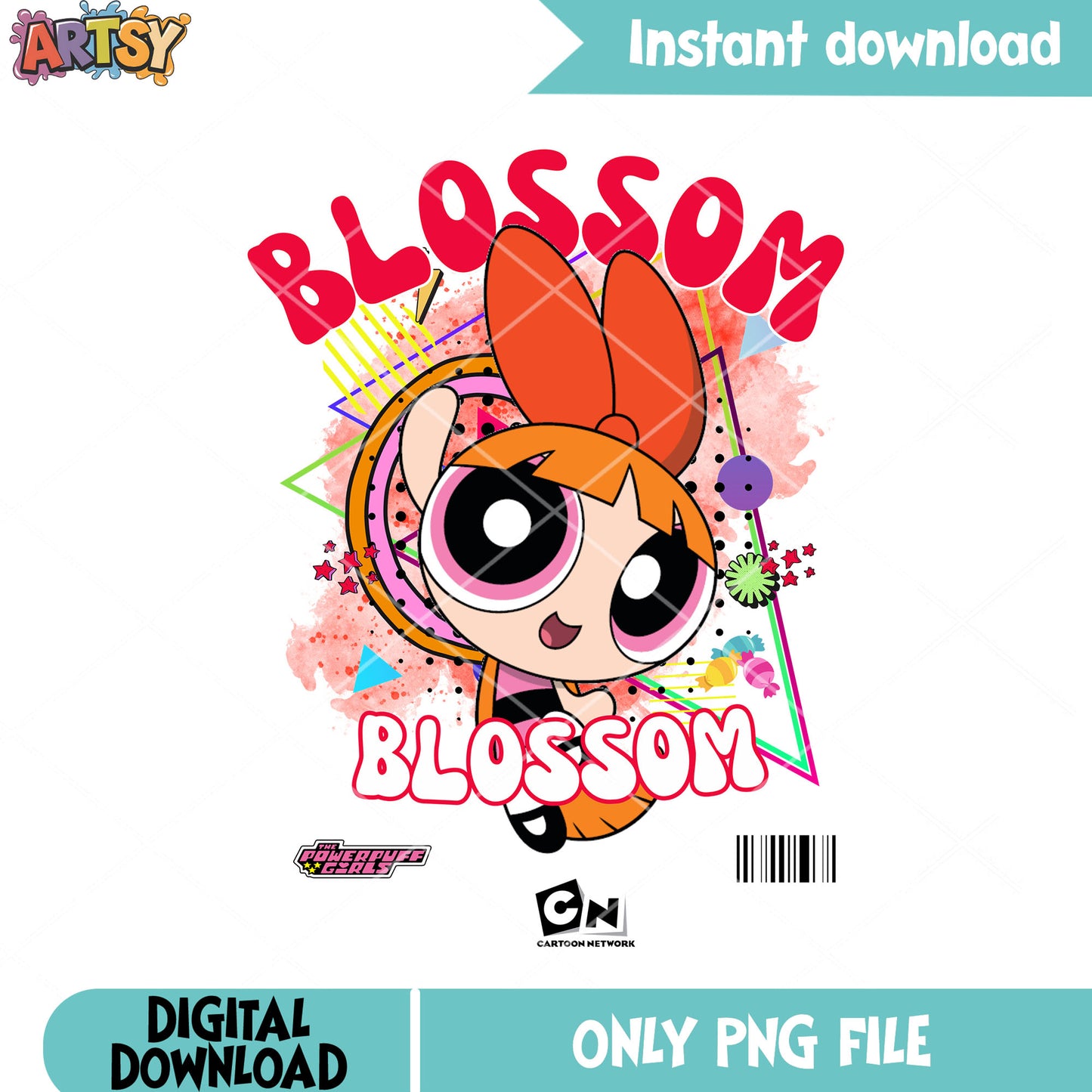 Powerpuff Girls retro png, Blossom cartoon png, Blossom character png