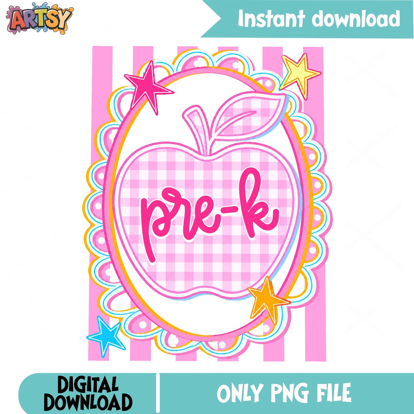 Pre-K Apple PNG, Back To School PNG, Teacher Gift PNG