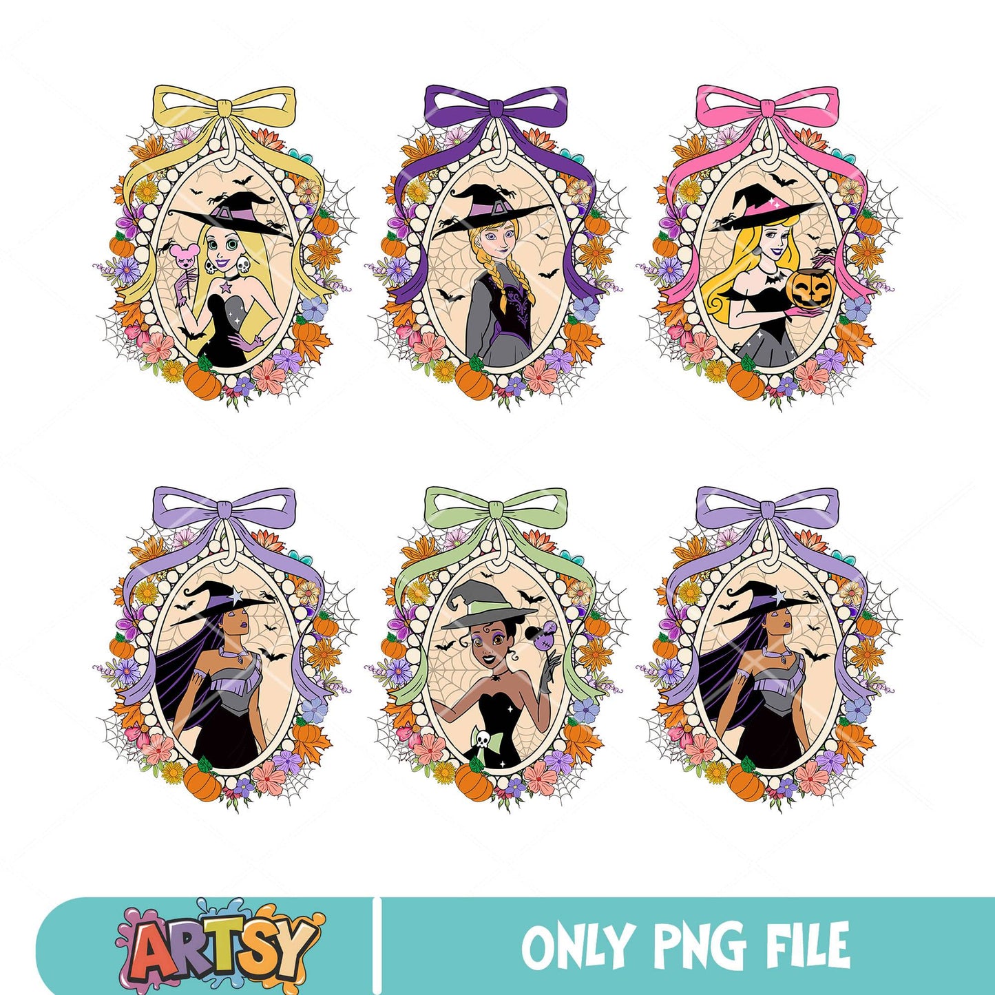 Princess halloween mirror png bundle, disney princess png, disney mirror png