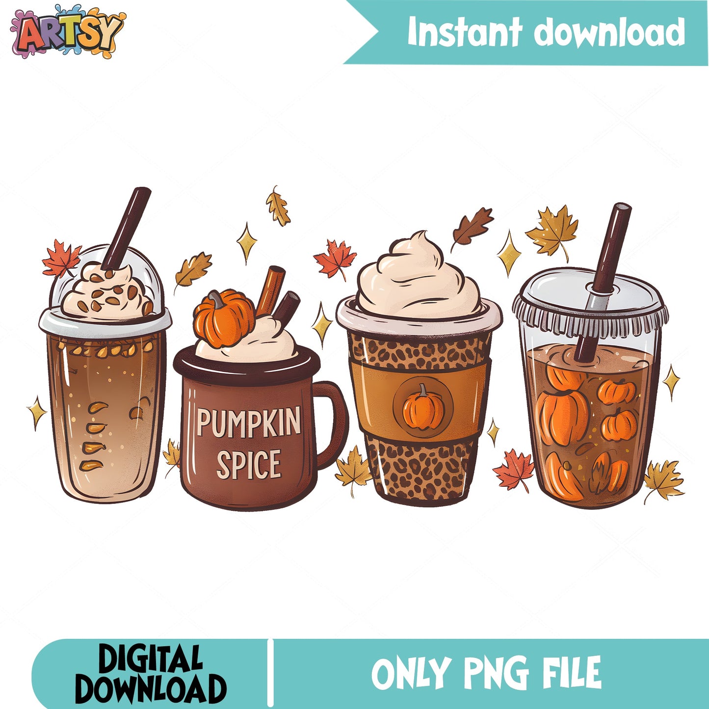 Pumpkin Spice Latte Fall Coffee PNG, Autumn Coffee PNG, Fall PNG