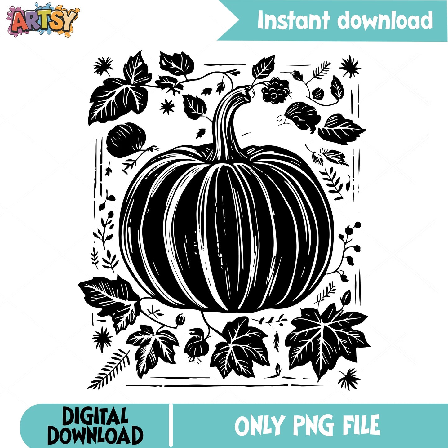 Pumpkin With Leaves Fall PNG, Halloween Pumpkin PNG, Autumn PNG