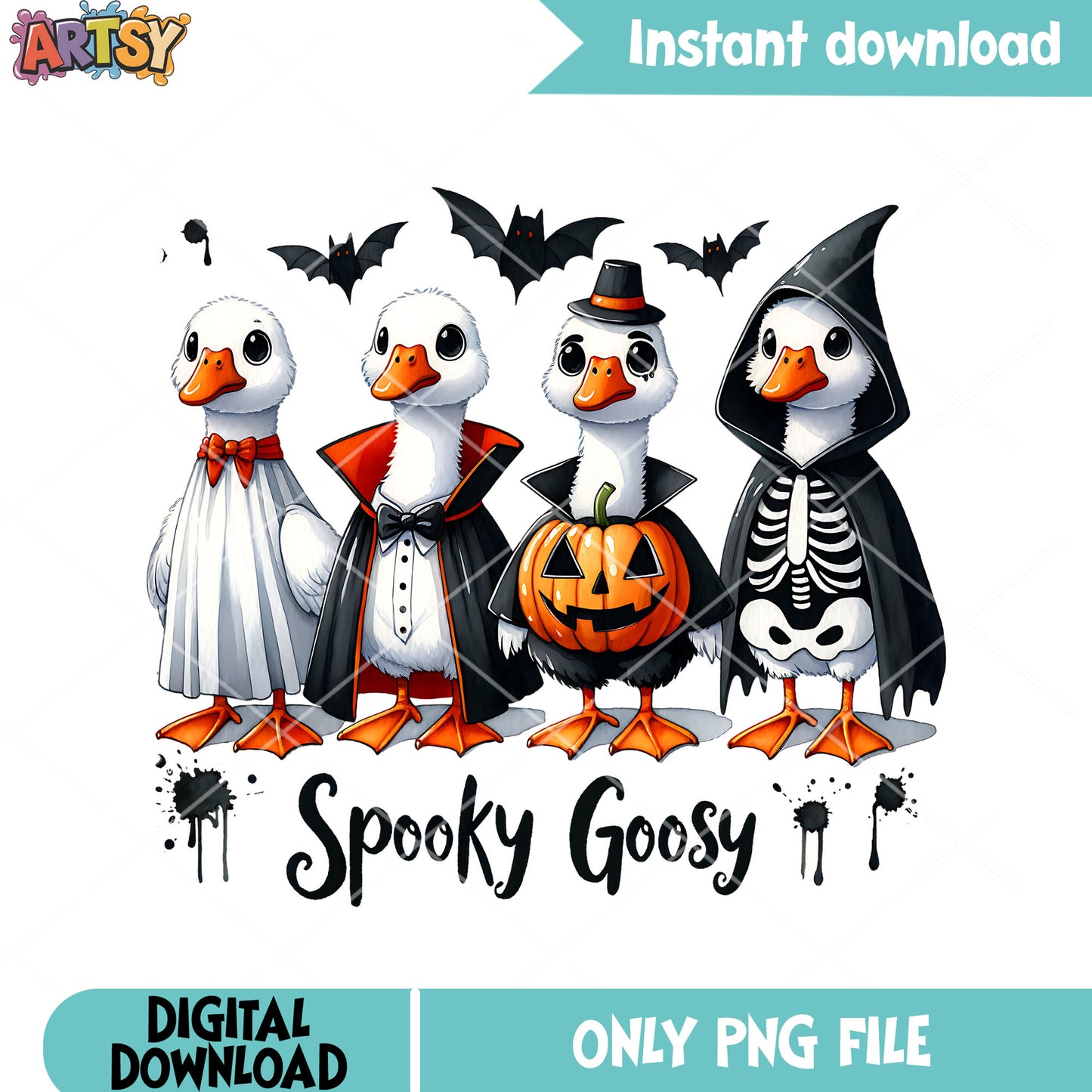 Pumpkin costume goose png, skeleton costume png, scary halloween png