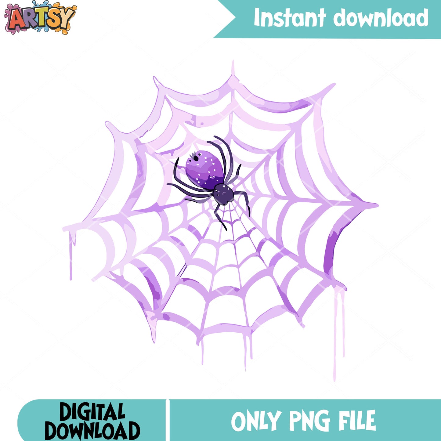 Purple toxic spider png, spider web png, halloween night png