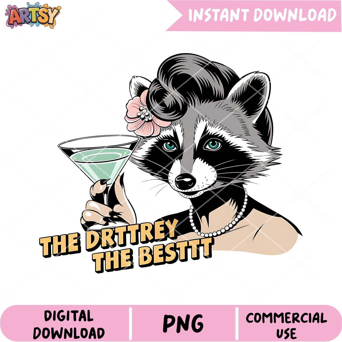 Raccoon Girl PNG Instant Download