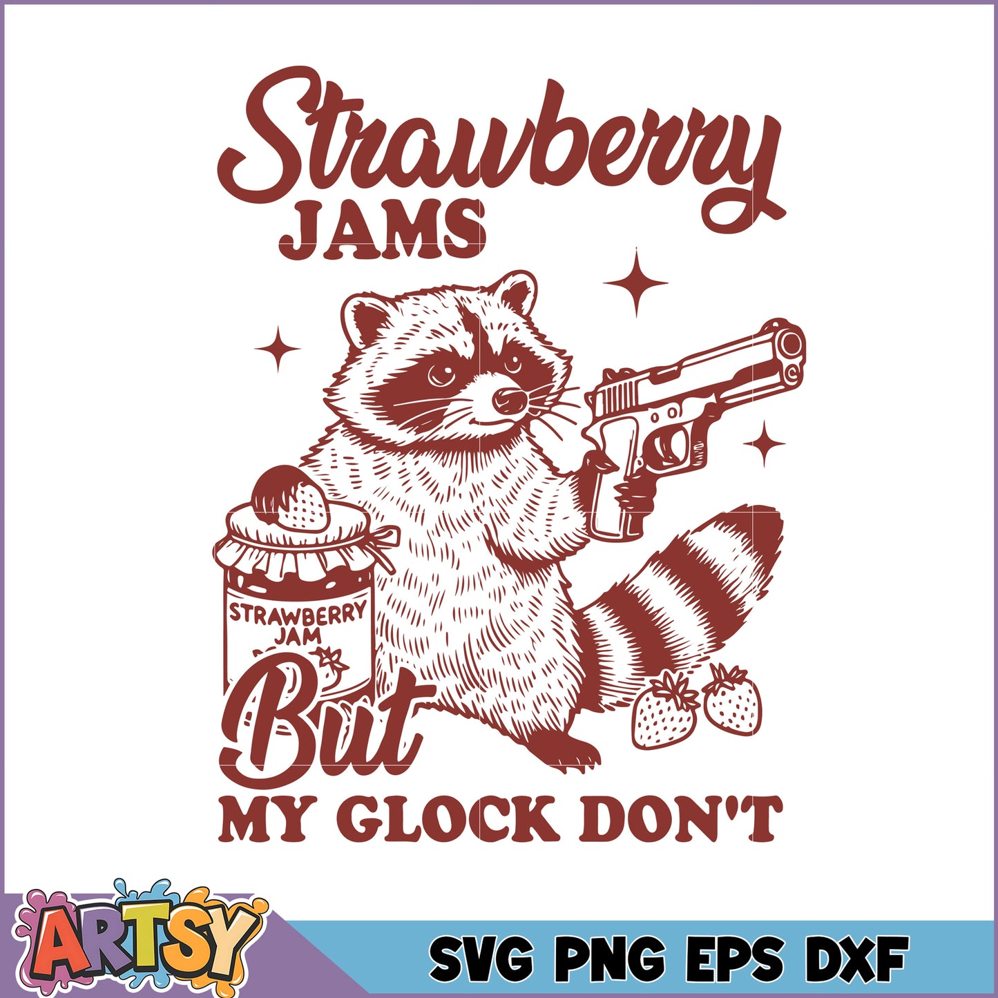 Raccoon Strawberry Jam SVG Gun Design