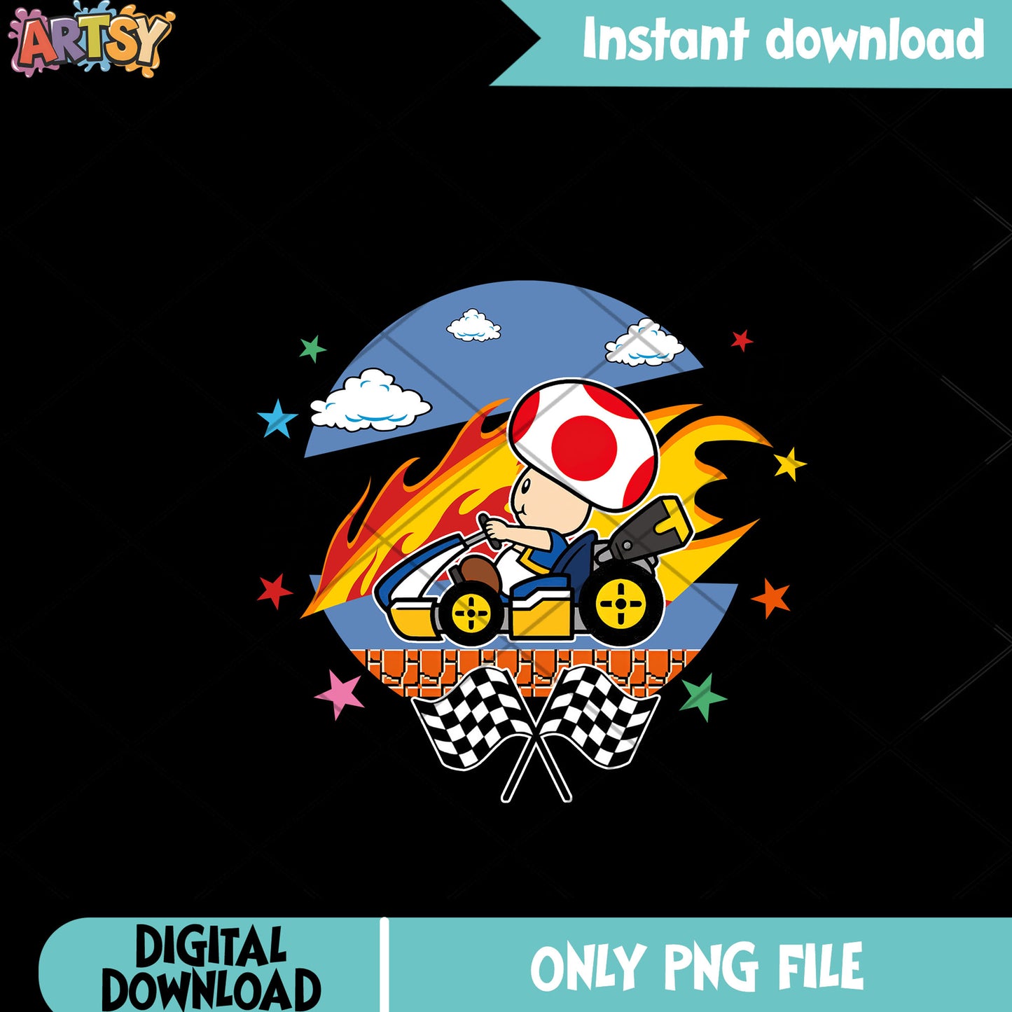 Racing kart toad png, nintendo art png, nintendo swich png
