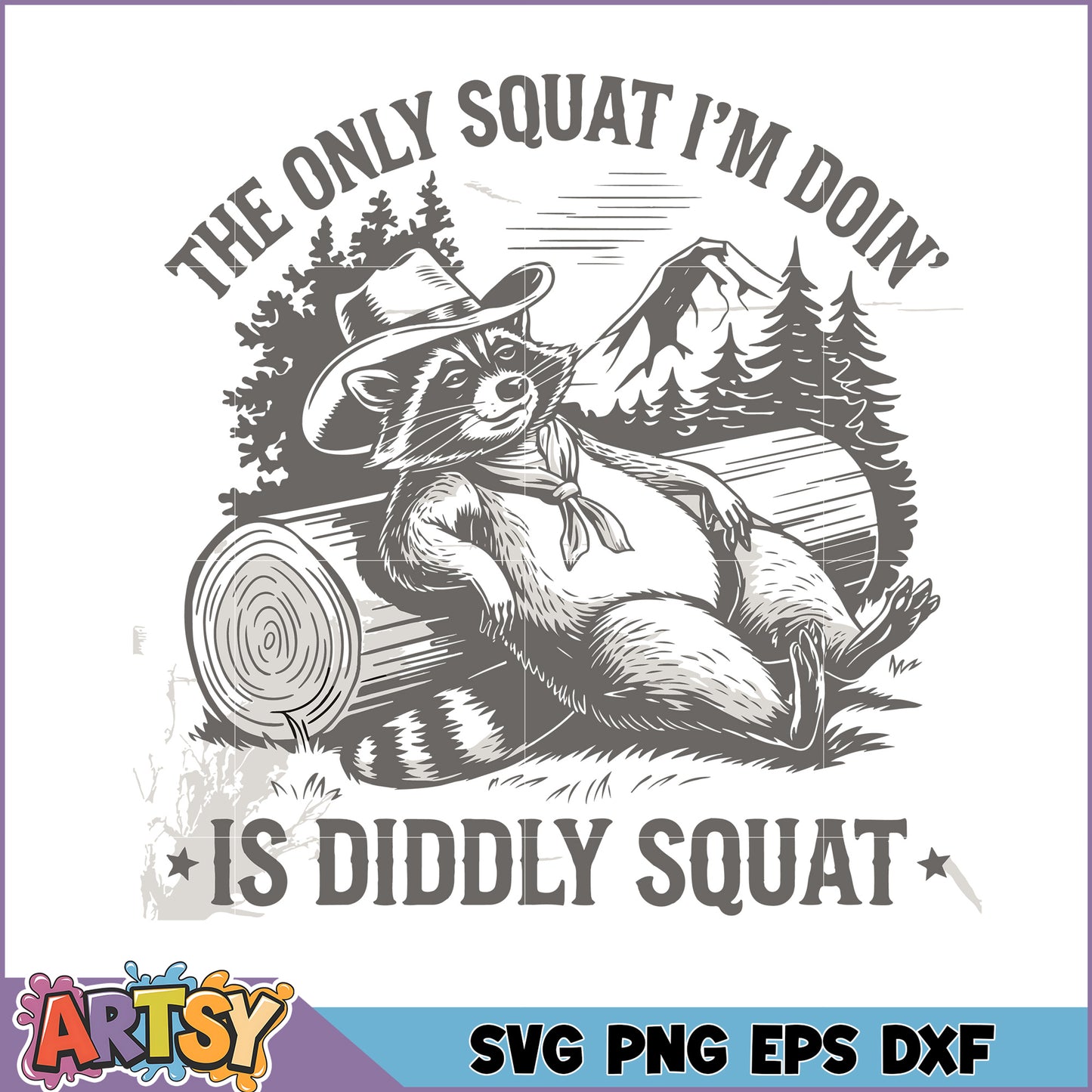 Racoon Squat SVG, PNG, EPS, DXF
