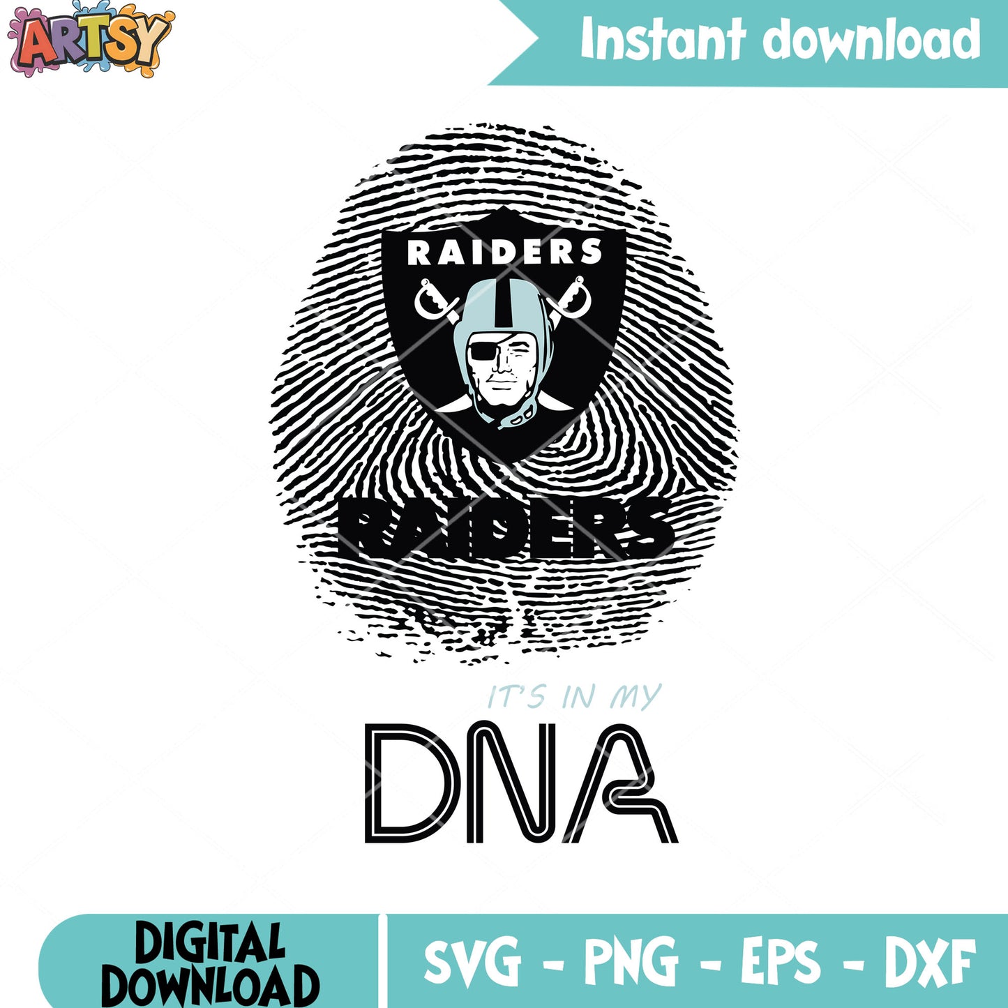 Raiders dna in my gene svg, los angeles raiders svg, fingerprint svg