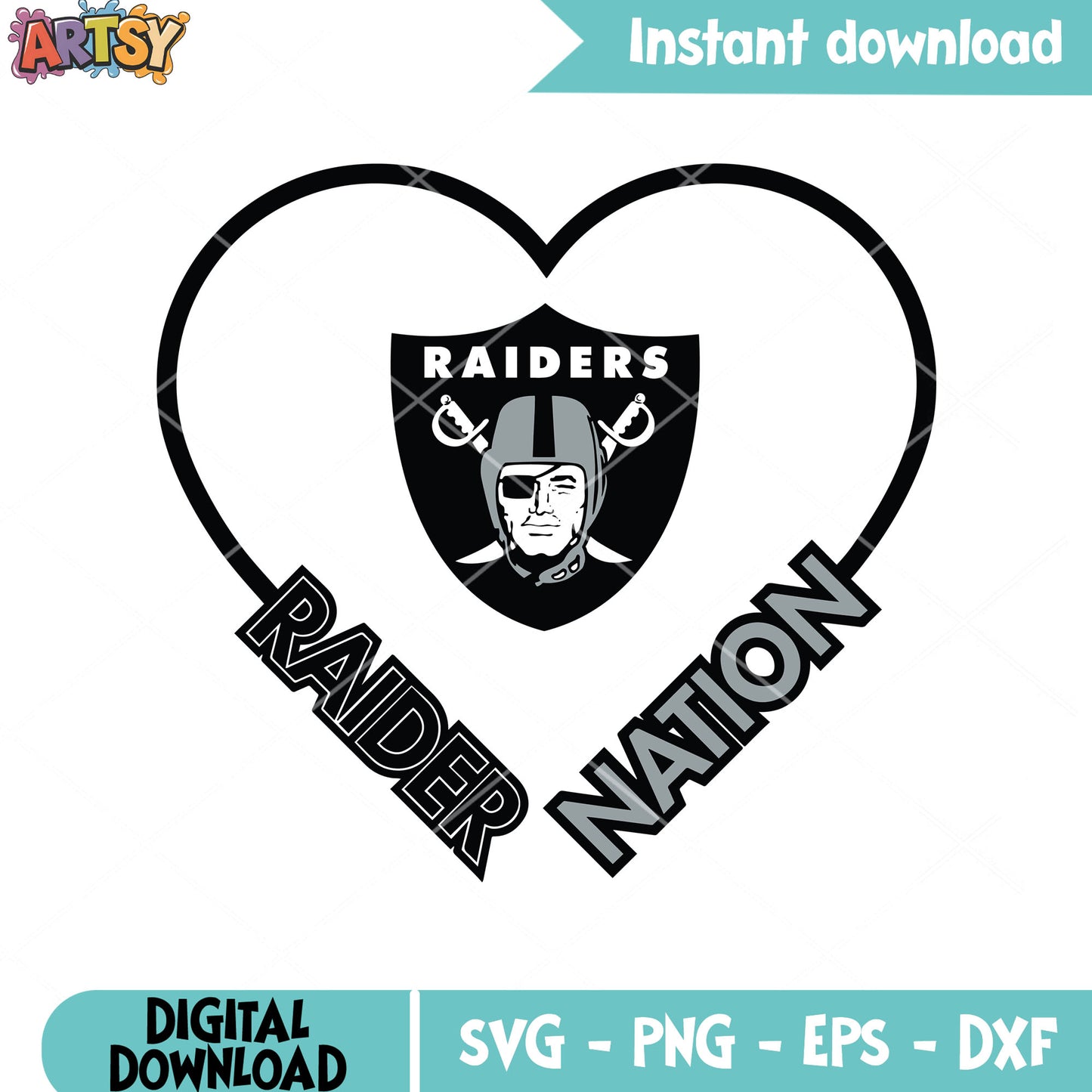 Raiders in nation heart svg, oakland raiders svg, heart shape svg