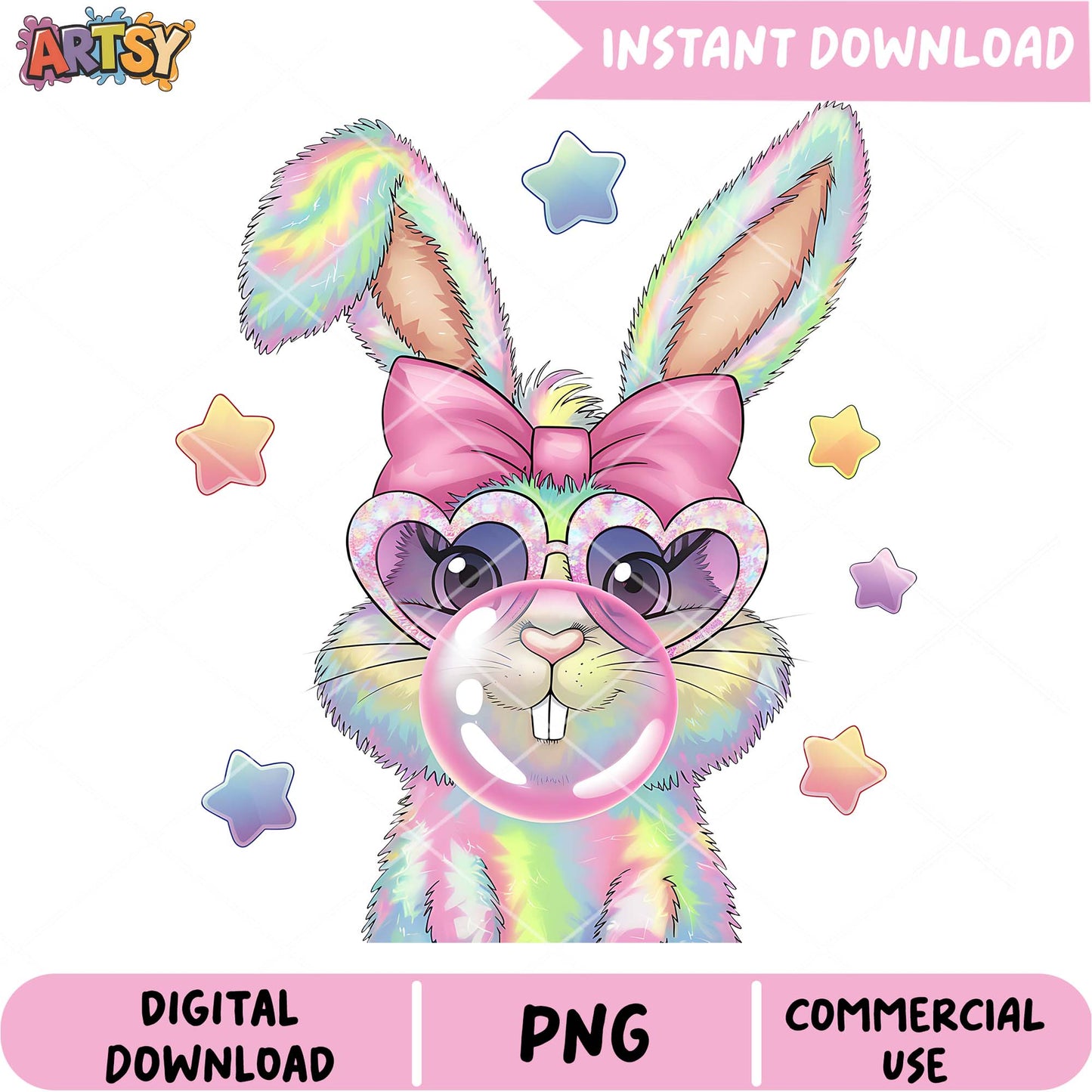 Rainbow Bunny PNG Instant Download