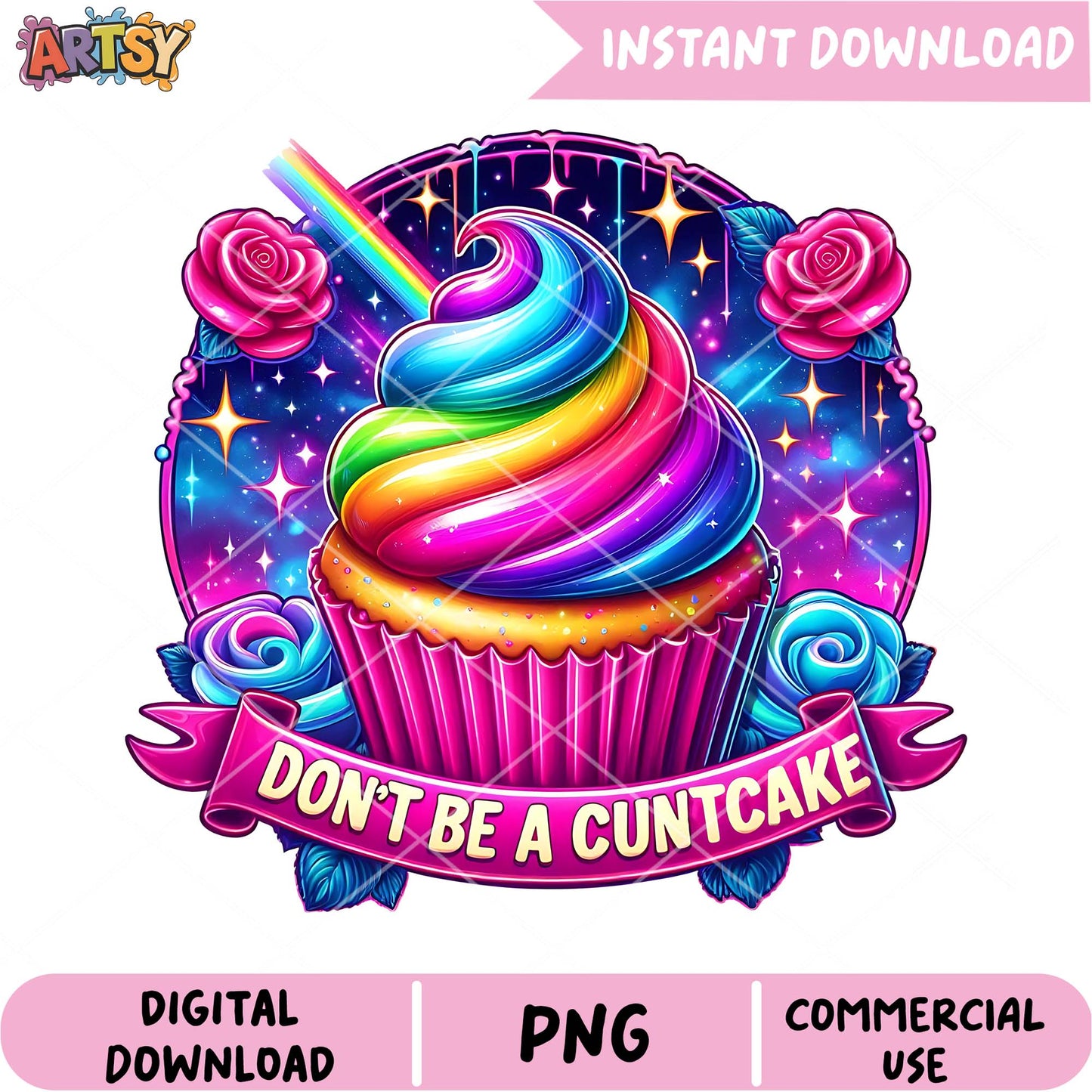 Rainbow Cupcake PNG Instant Download