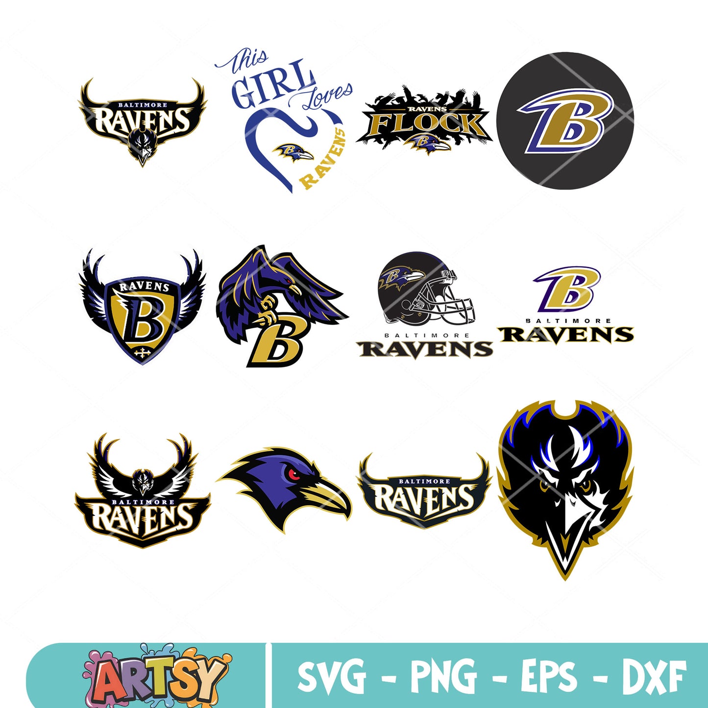 Ravens flock bundle svg, baltimore raven svg, NFL football teams svg