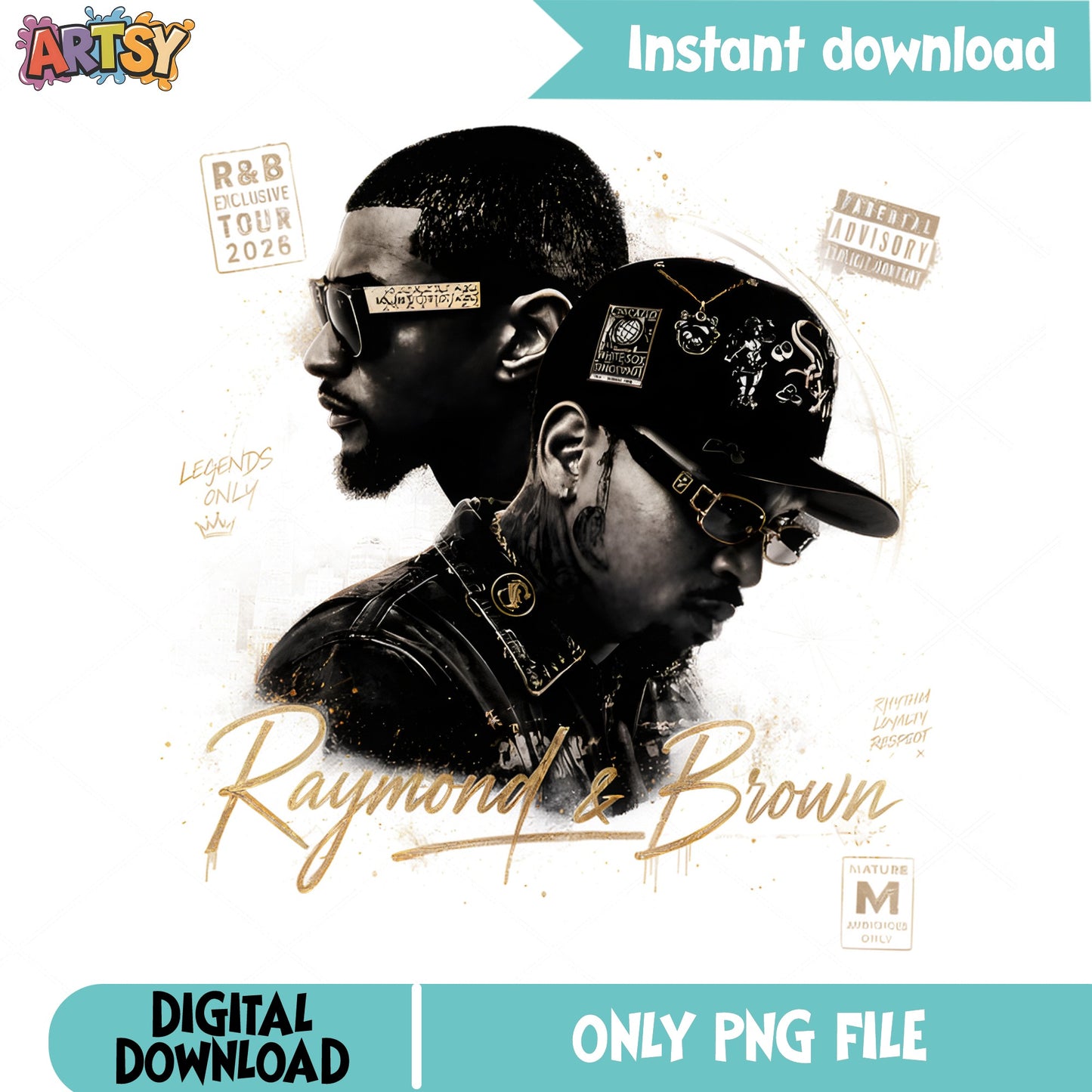 Raymond And Brown PNG, Usher Chris Brown Tour PNG, RnB PNG