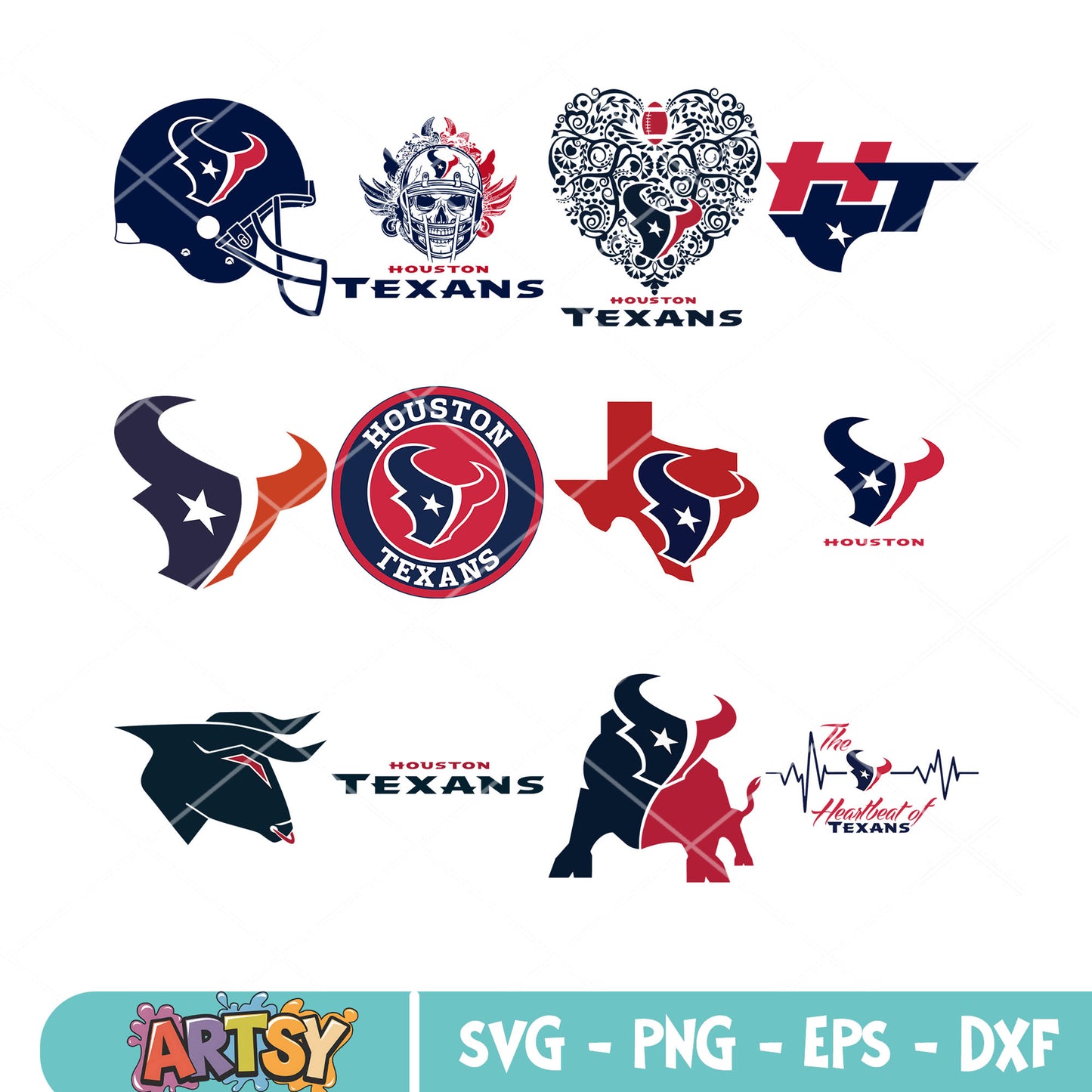Red and black Bull bundle svg, houston texans svg, afc south svg