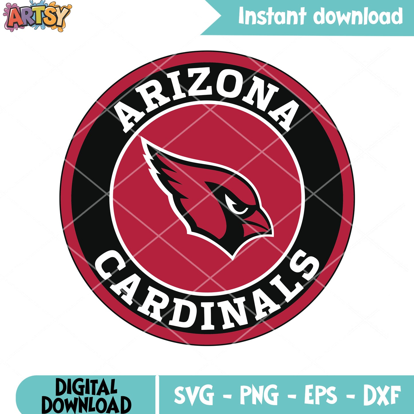 Red and black circle cardinals svg, nfc west svg, nfl team svg