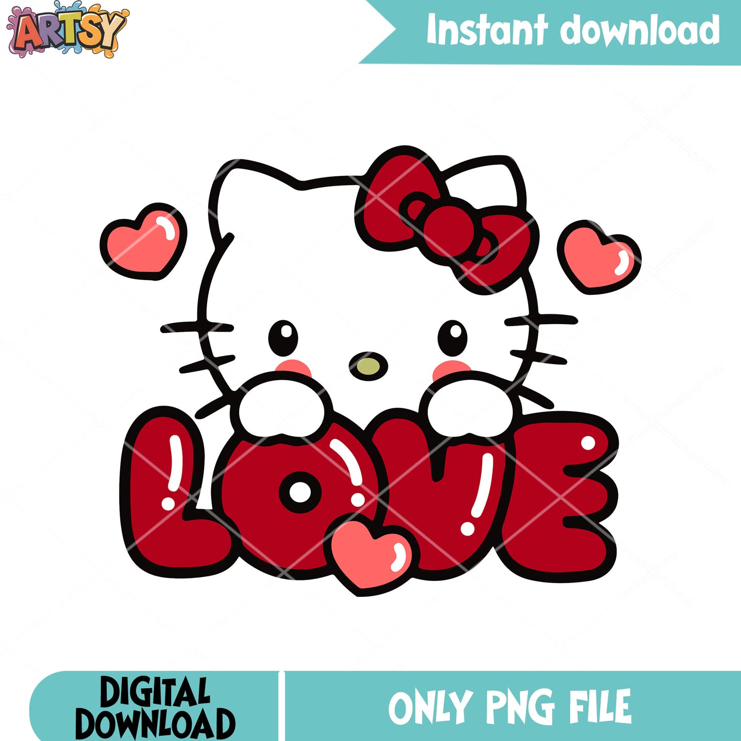 Red love kitty png, sanrio hello kitty png, valentine day png