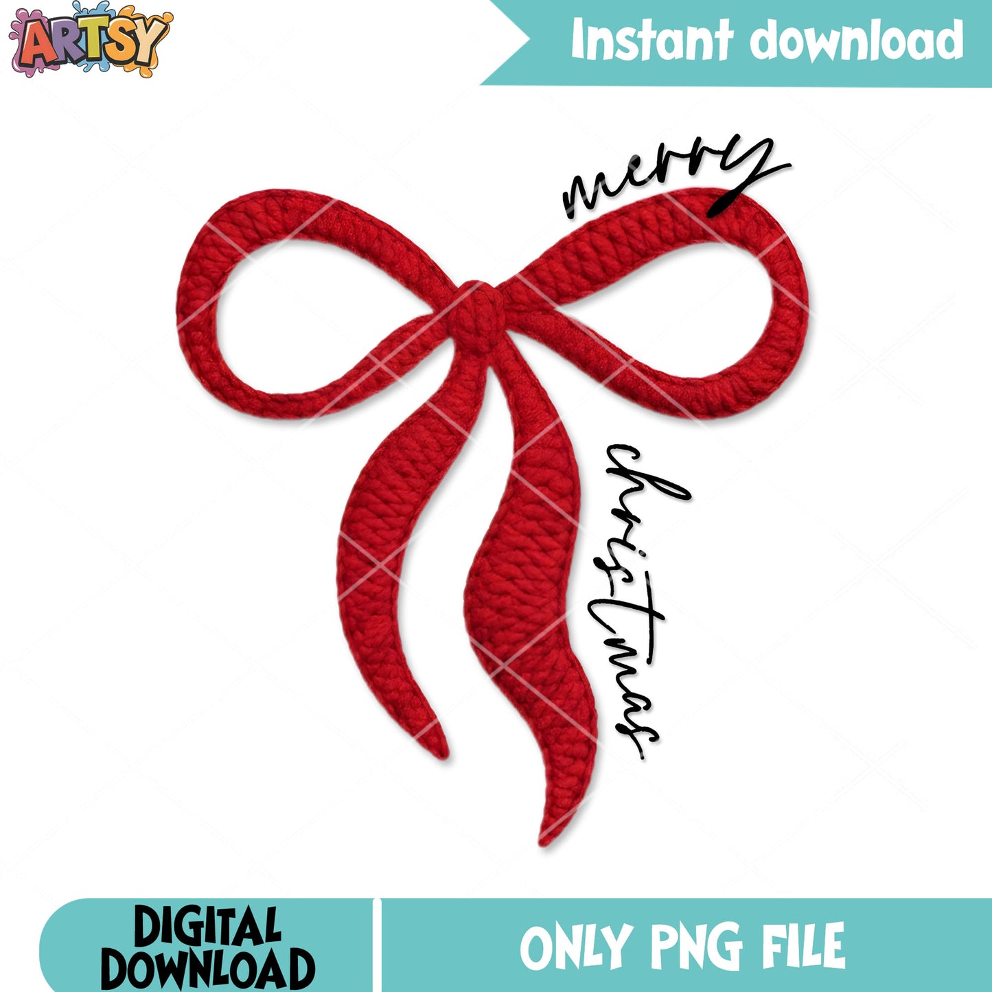 Red ribbon christmas decor png, merry christmas png, xmas png