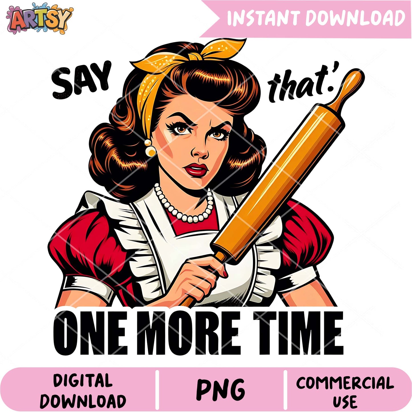 Retro Woman Baking PNG Sublimation Design