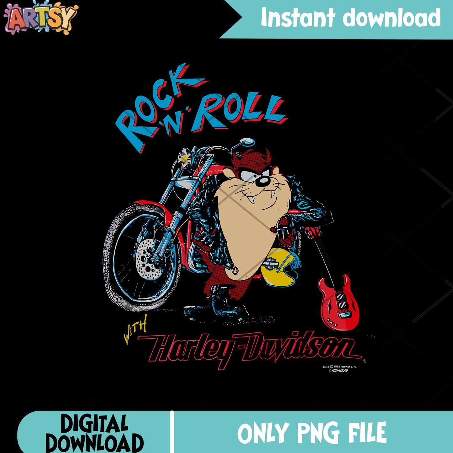 Rock and Roll Harley Davidson png, Tazmanian Devil png, cartoon png