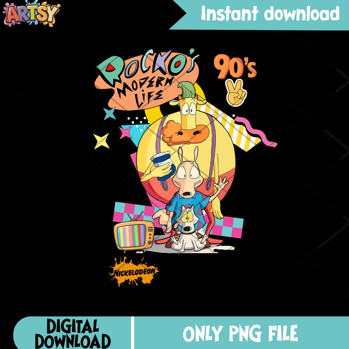 Rocko's Modern Life png, 90s style png, Nickelodeon png