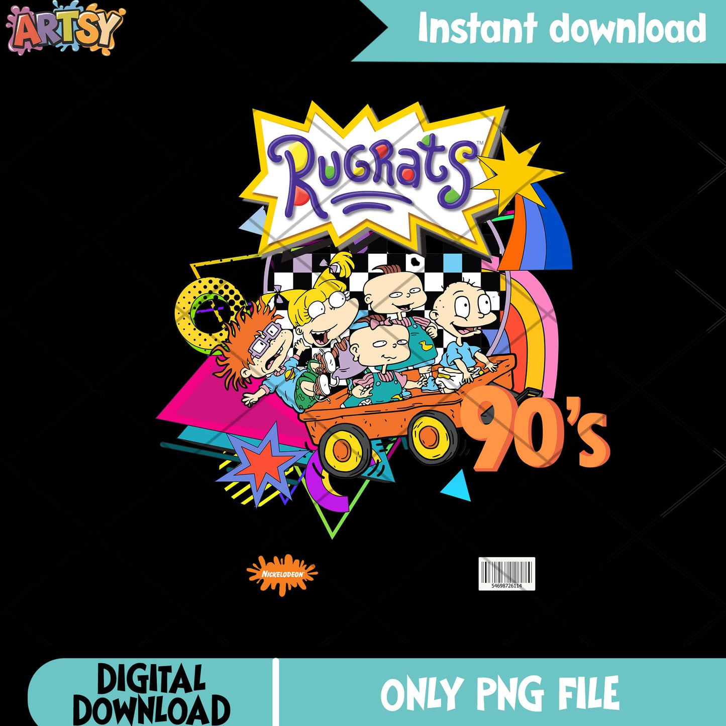 Rugrats character on the cart png, 90s cartoon png, Tommy Pickles png