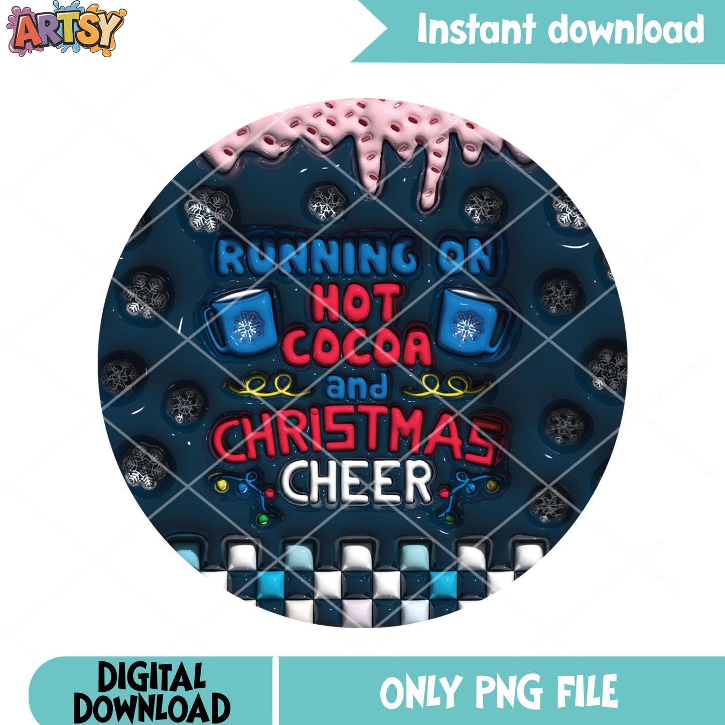 Running on hot cocoa png, christmas cheer png, navy blue beauty png
