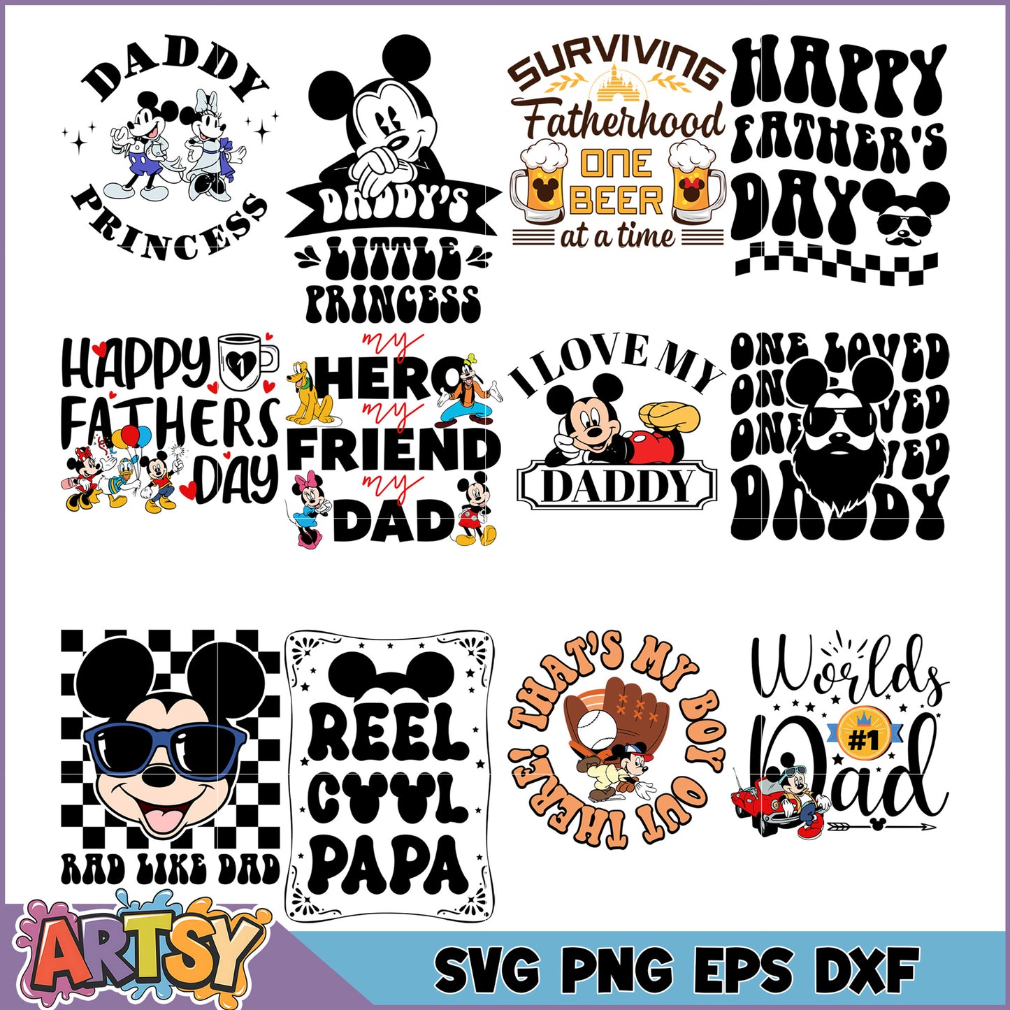 SVG Bundle with Mickey Mouse Designs for Father's Day Celebrations