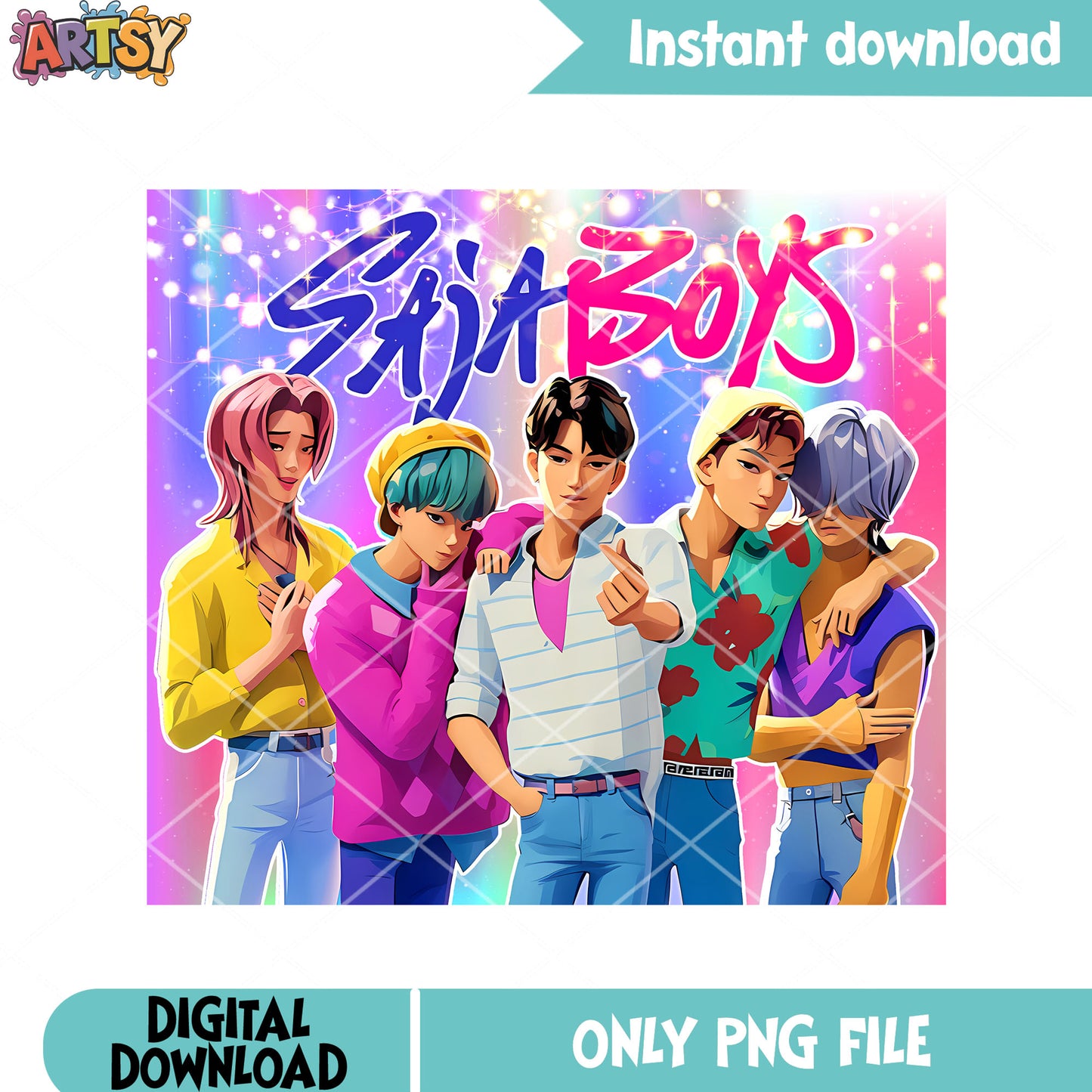 Saja anime kpop boys png, saja boys band png, saja boys png