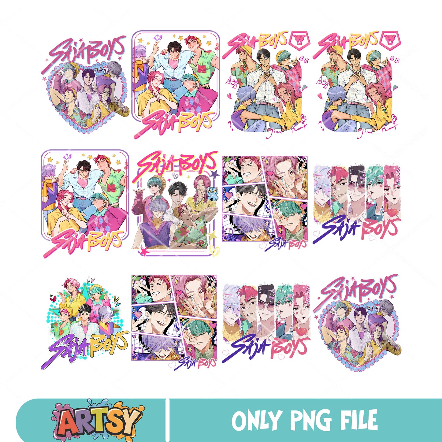 Saja boys poster bundle png, kpop netflix png, kpop saja boys png