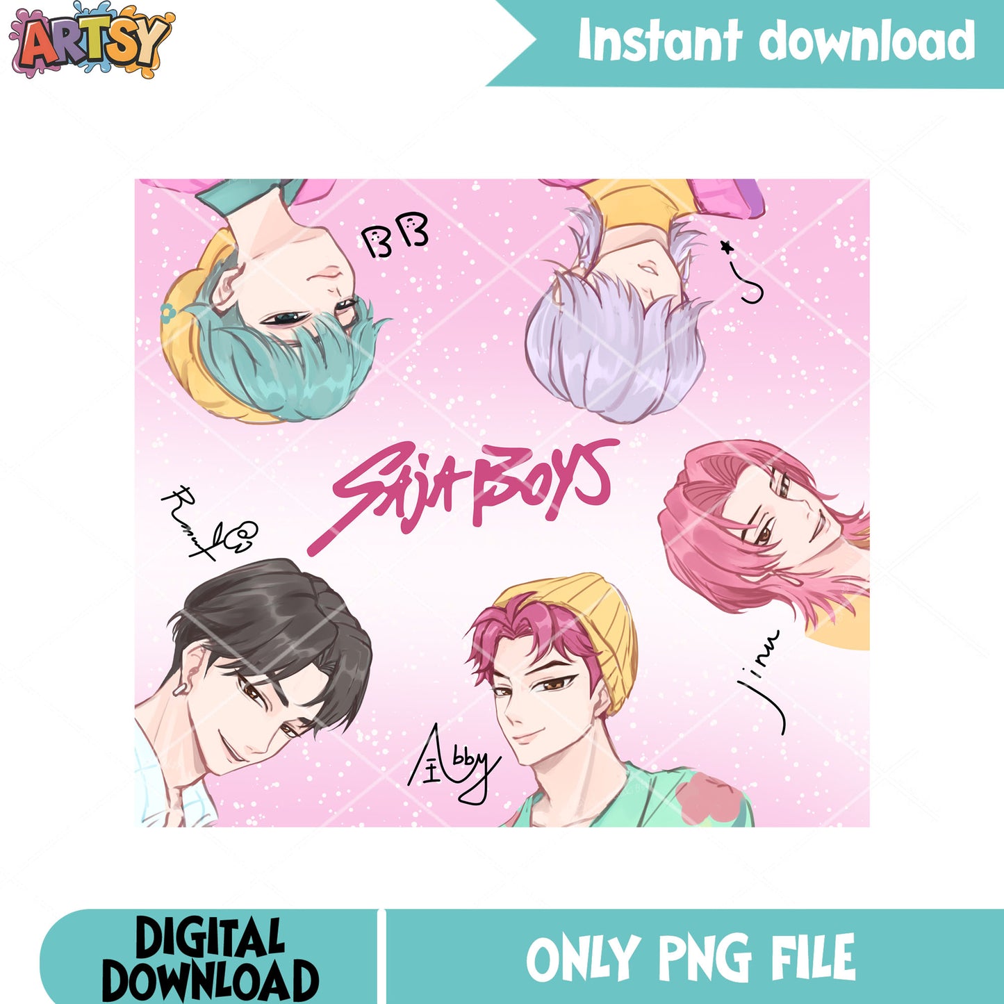 Saja boys signature png, kpop demon hunters png, saja boys band png