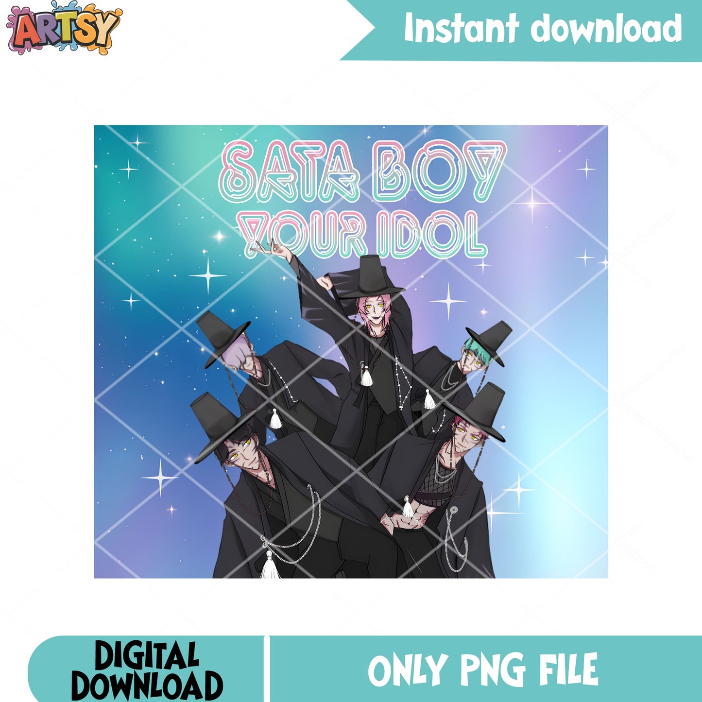 Saja boys your idols png, saja suit black png, poster saja kpop png