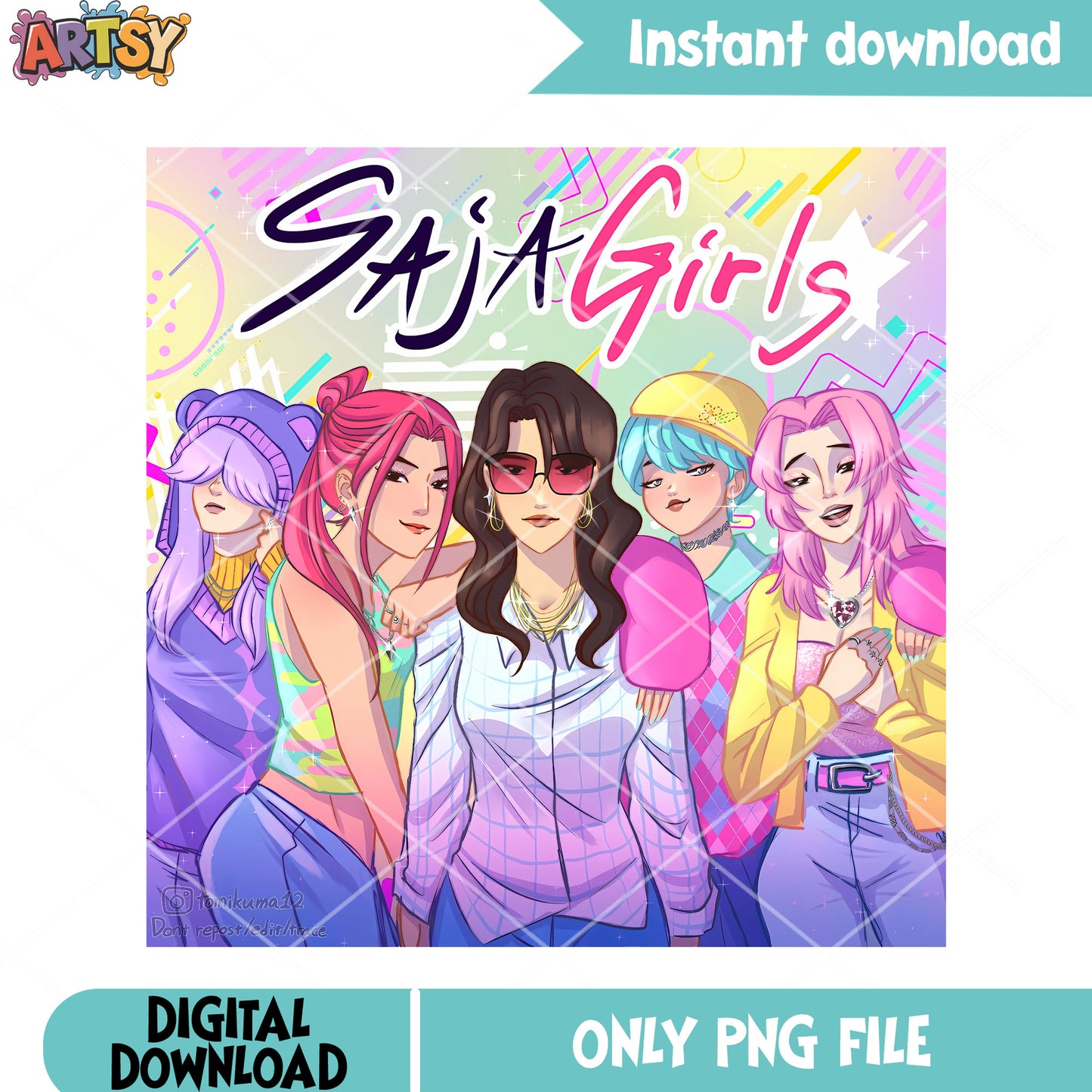Saja girls debut poster png, anime demon hunter png, poster girls png