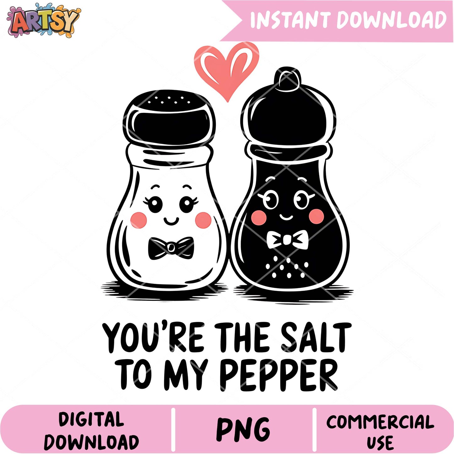 Salt Pepper Couple PNG Digital Download