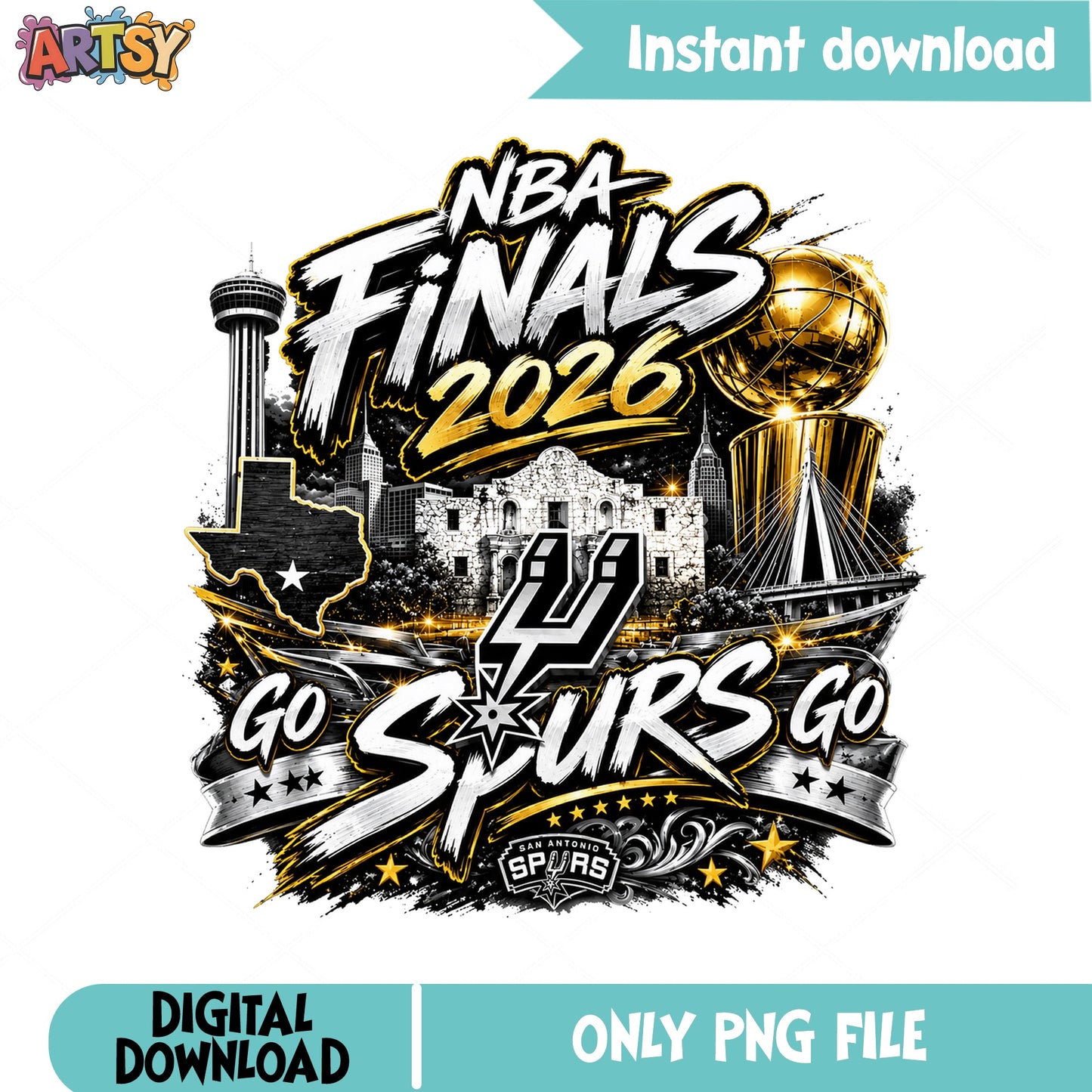 San Antonio Spurs NBA Finals 2026 PNG, Go Spurs Go PNG, Basketball PNG