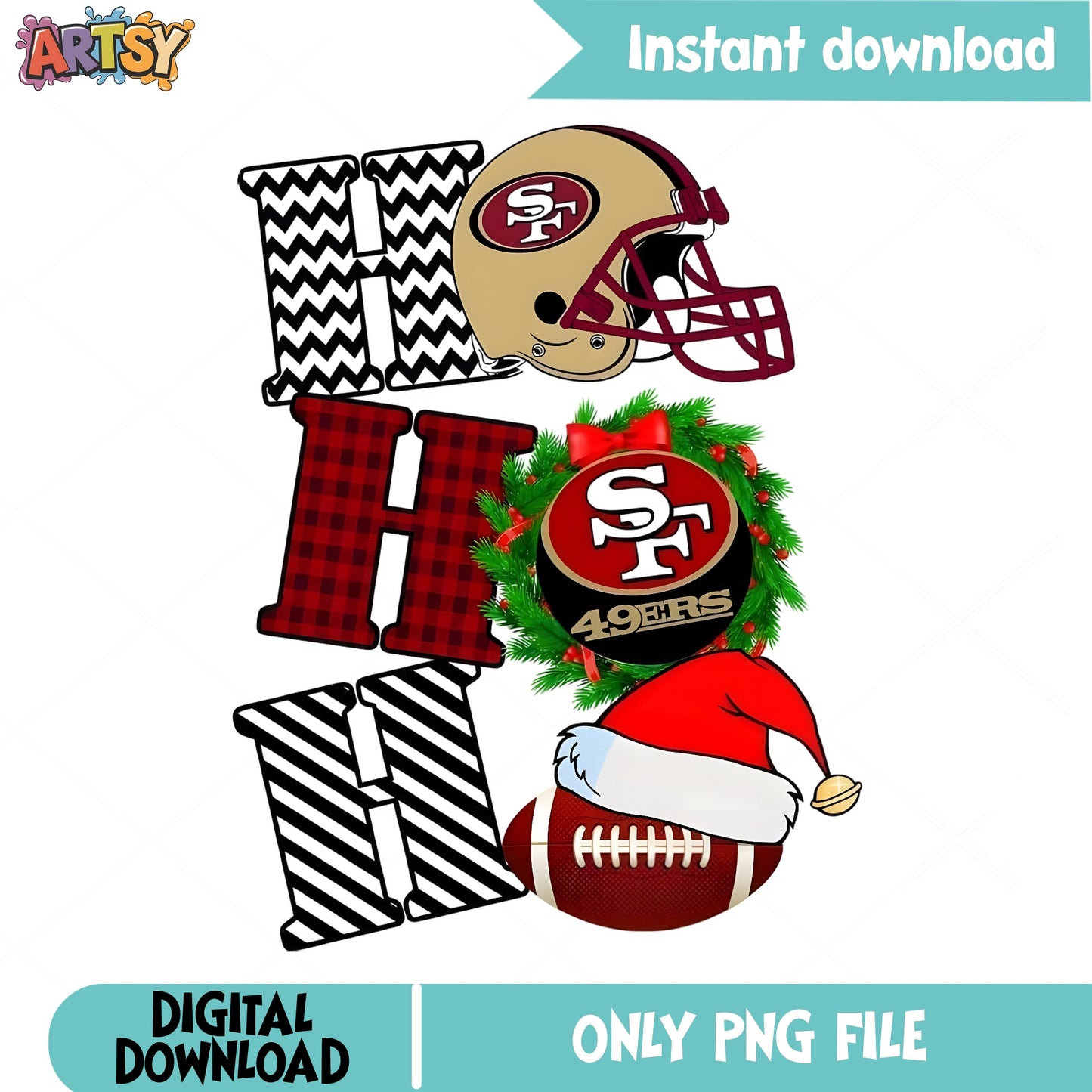 San Francisco 49ers Ho Ho Ho Christmas, NFL PNG, Football PNG