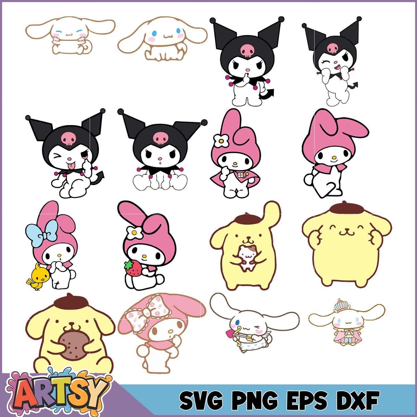 Sanrio Characters SVG Bundle PNG, EPS, DXF