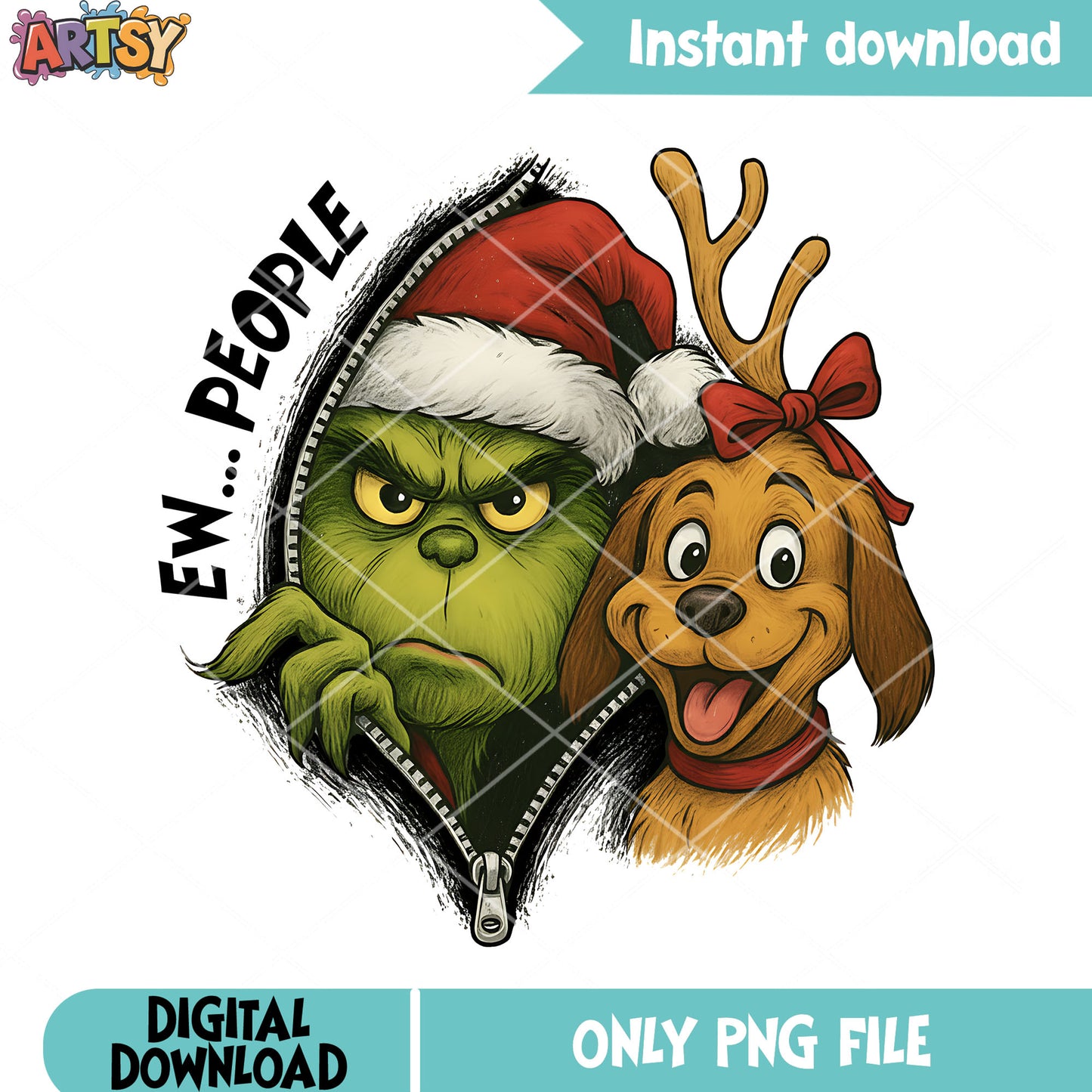 Santahat ew people grinch png, green monster png, max the dog png