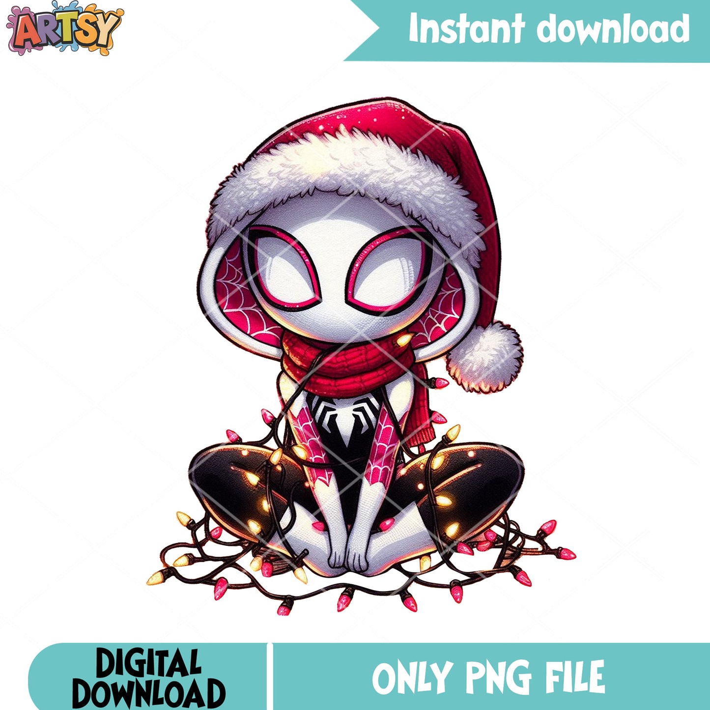 Santa hat white spider man png, marvel christmas png, spider gwen png