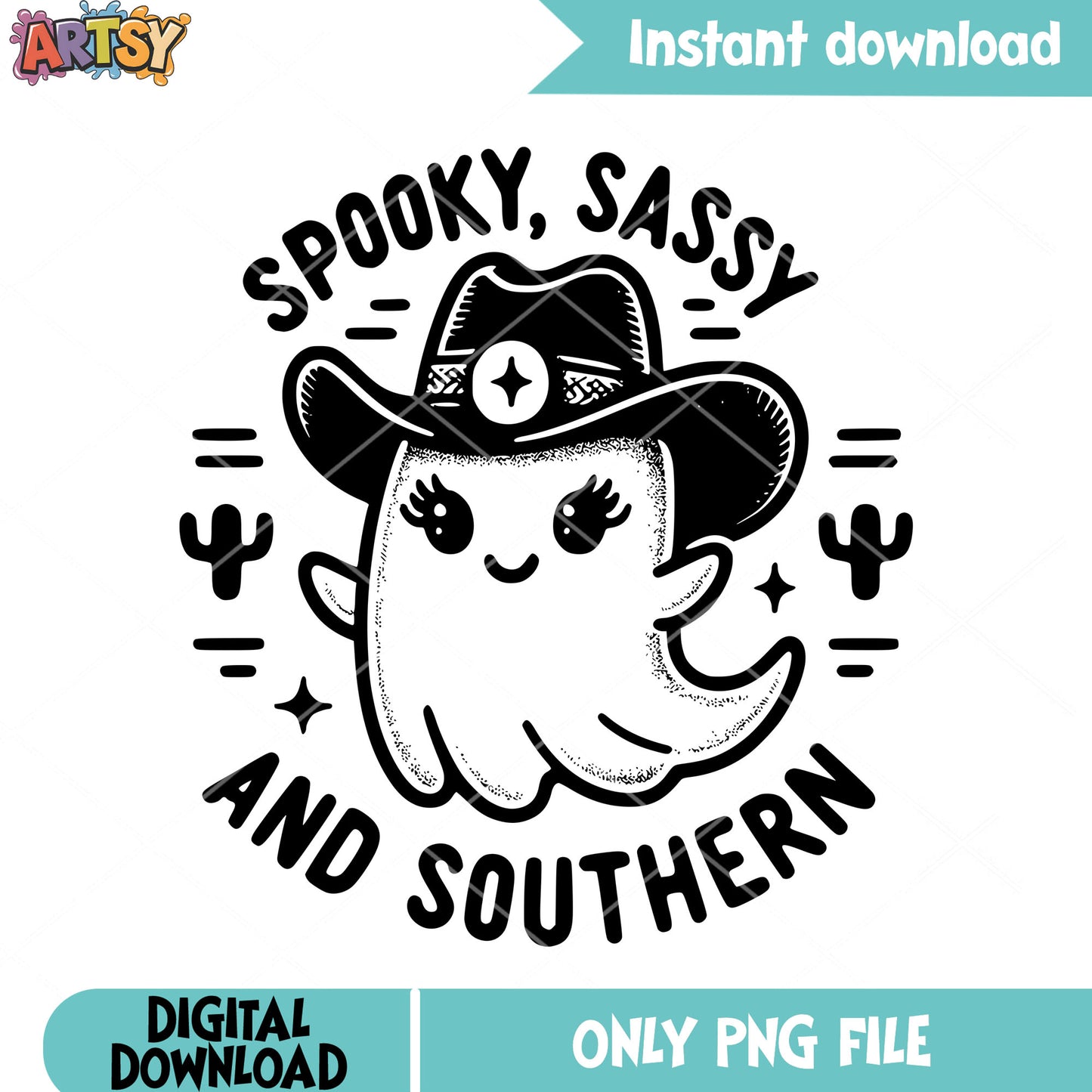 Sassy spooky and southern png, ghost costume png, scary halloween png