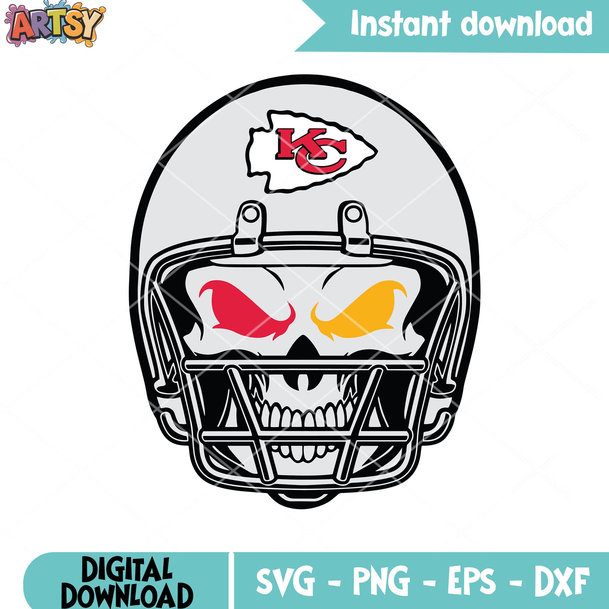 Scary skull arrowhead svg, NFL helmets svg, kc chiefs svg