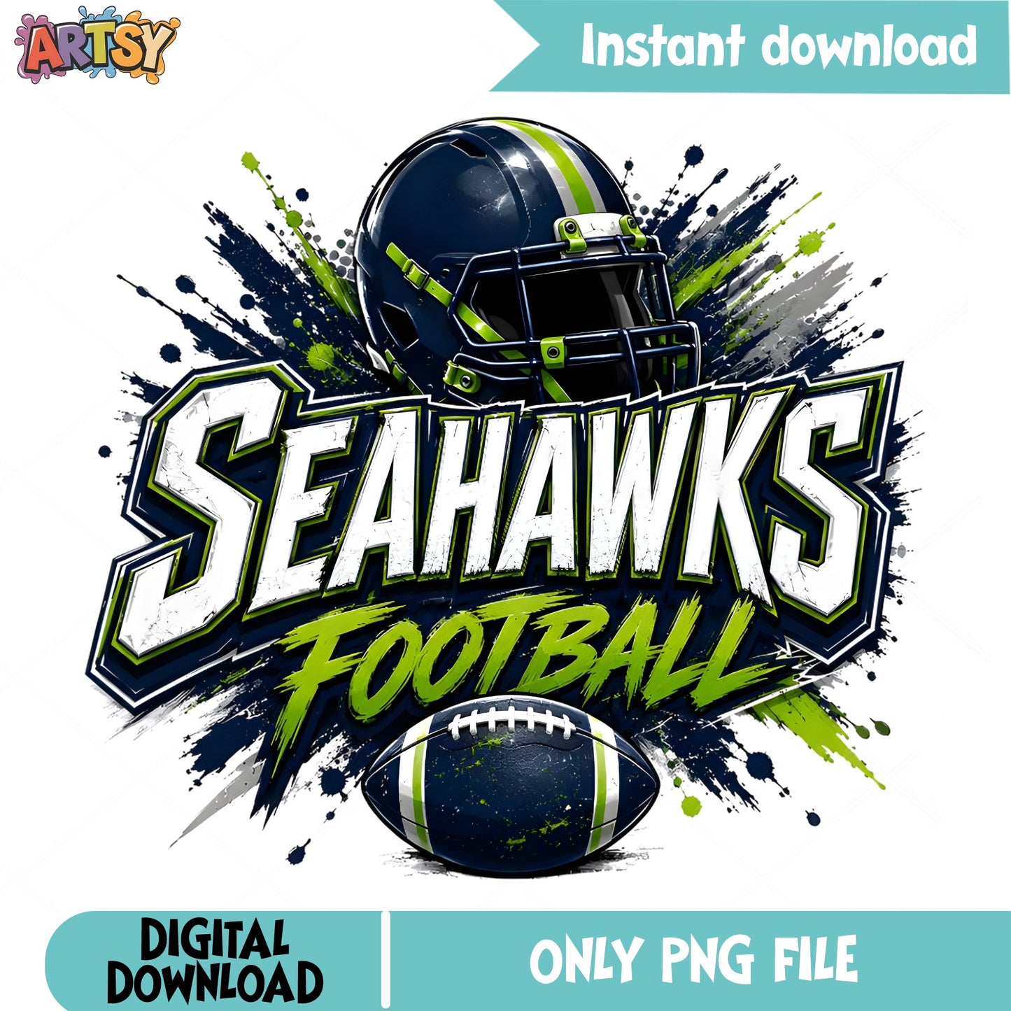 Seahawks Football PNG, Football Team Sublimation PNG, NFL PNG